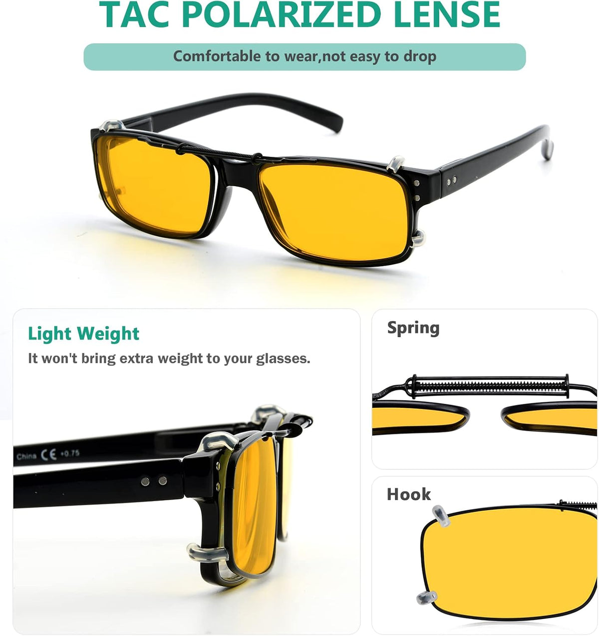 Eyekepper Clip on Sunglasses Over Eyeglasses for Men, 54 * 34MM