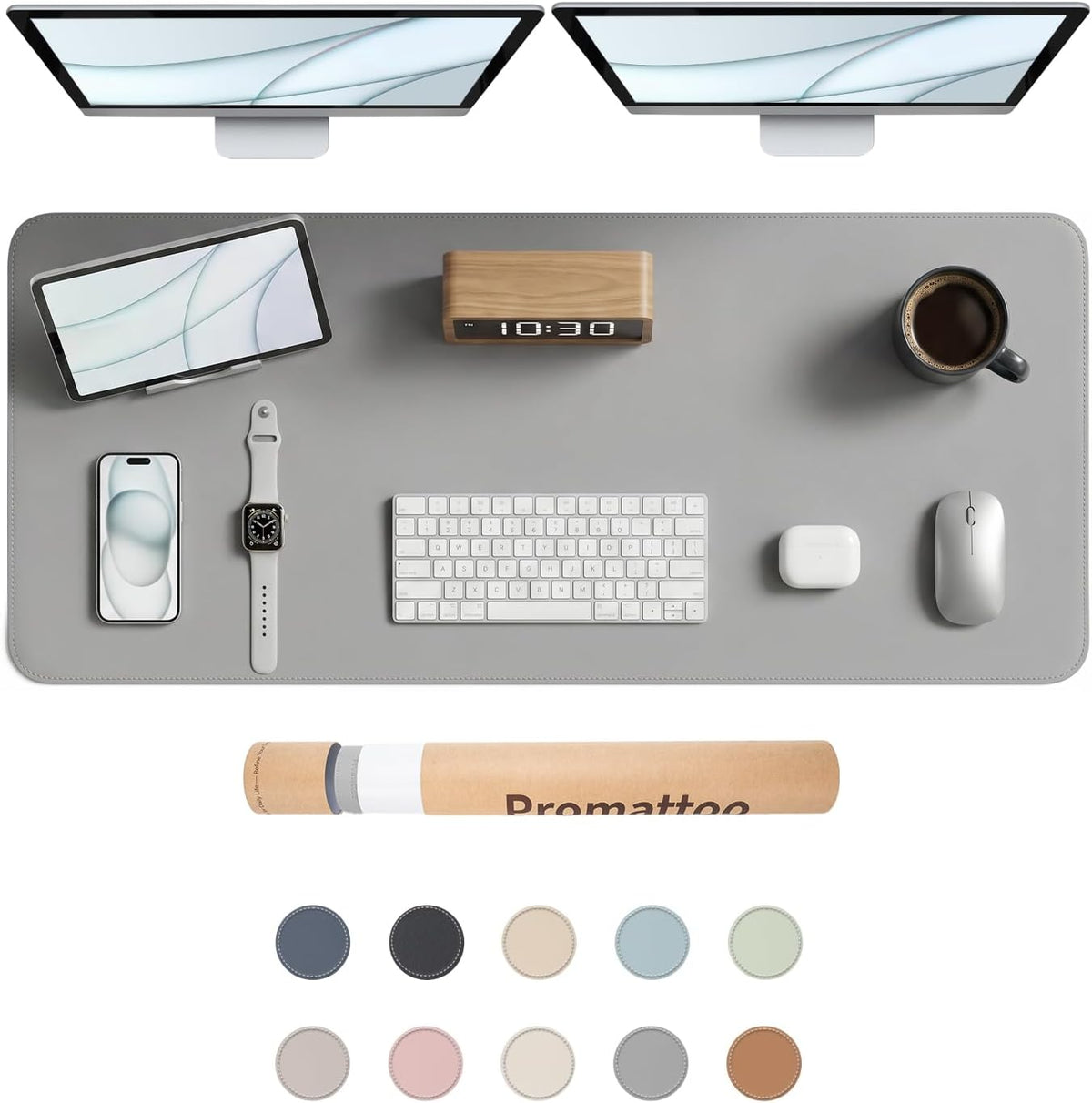 Large Desk Pad Non-Slip Desk Mat Protector for Keyboard Mouse Waterproof Vegan Leather Surface Faux Leather Laptop Mat Smooth Mouse Pad Premium Gift Tube Mist Gray 47" x 17"