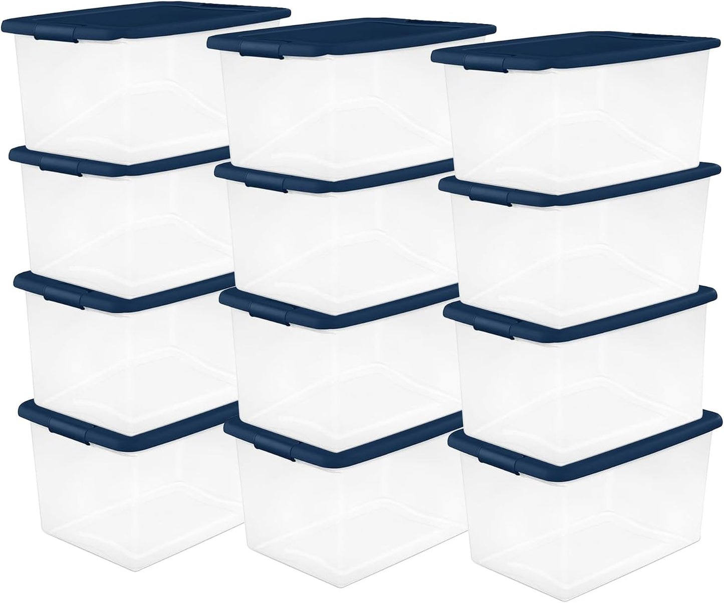 Sterilite Color Program, Large Clear Plastic Storage, 64 Quart, 12-Pack