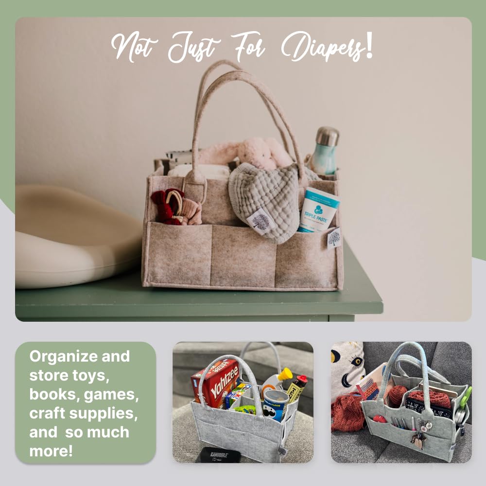 Parker Baby Diaper Caddy - Nursery Storage Bin and Car Organizer for Diapers and Baby Wipes - Oatmeal, Regular