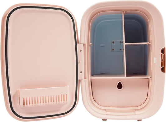 12L Skincare Fridge Compact Mini Cosmetics Refrigerator with Cooling & Heating, Portable Beauty Fridge for Makeup, Perfumes, Facial Masks, Lipsticks (Pink)