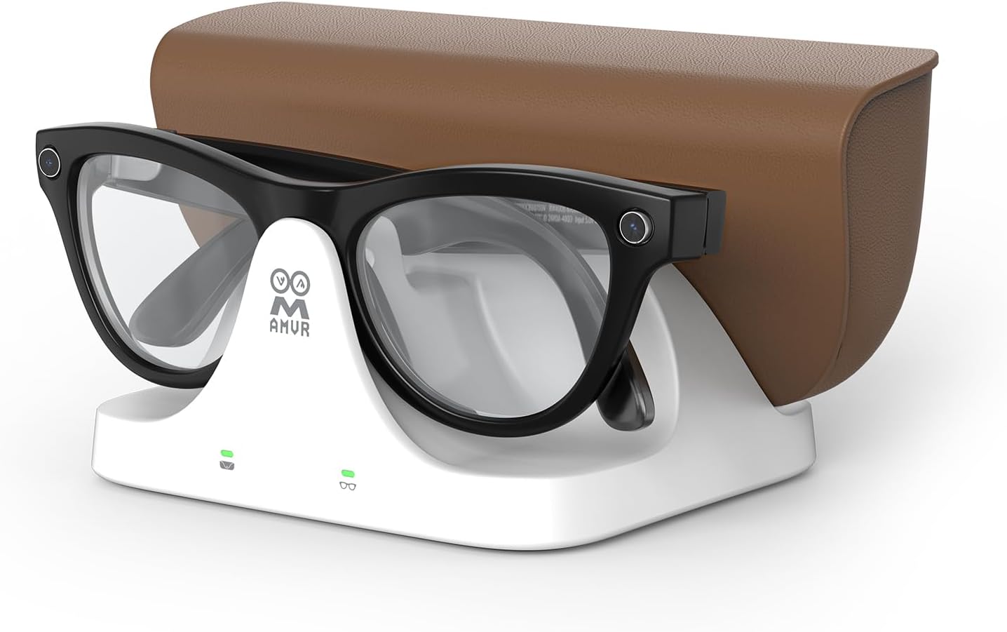 AMVR Magnetic 2-in-1 Charging Dock Compatible with Ray Ban Meta Wayfarer/Skyler/Headliner Smart Glasses Case Accessories, Charger with LED Indicator(Not Compatible with Oakley,Blayzer and Display)