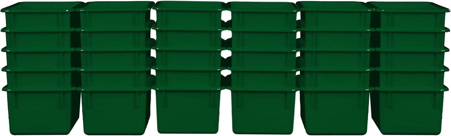 Wood Designs Cubby Storage Bin, Heavy Duty Plastic Containers for Kids Green Cubby Tray Set of 30