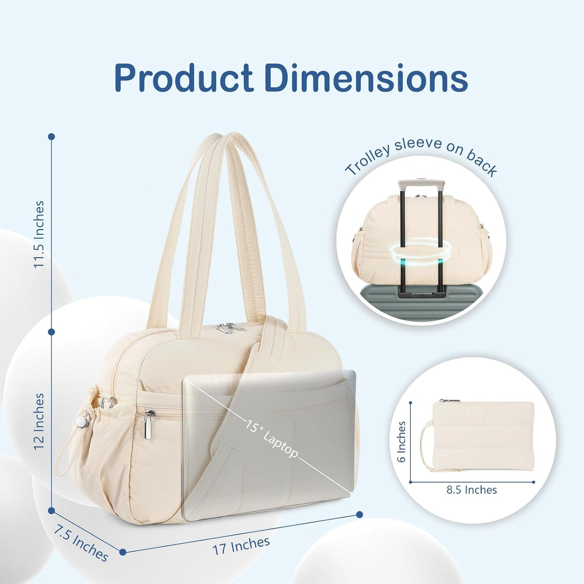 TOPDesign Travel Duffel Bag, Puffy Carry On Overnight, Gym Bag w/Wet Pocket