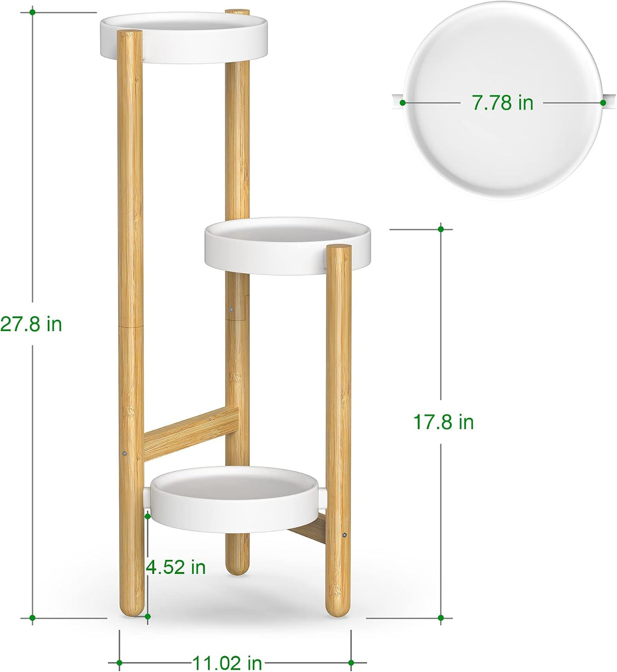 Wisuce Bamboo Plant Stand Indoor, 3 Tier Tall Corner Plant Shelf Table
