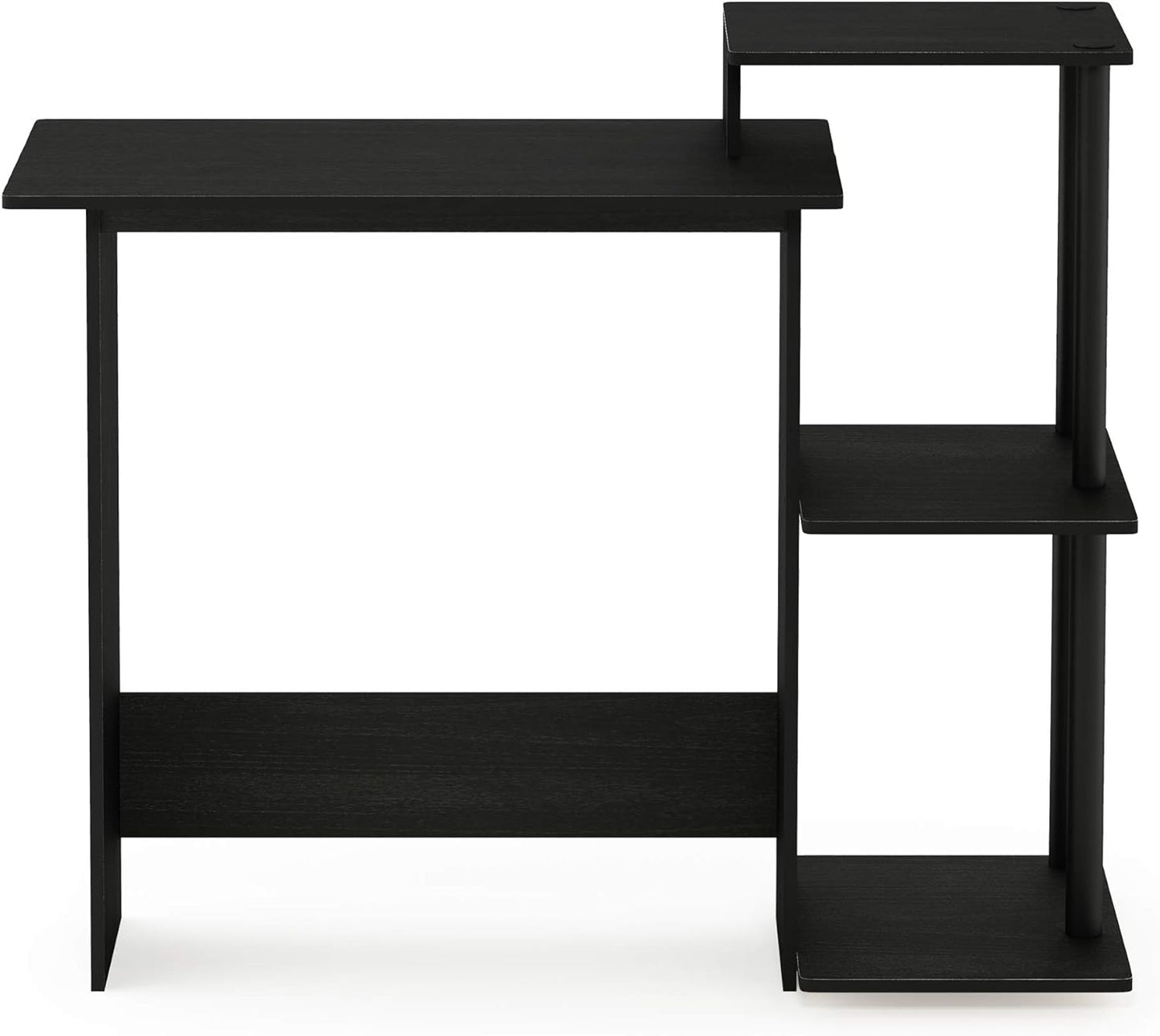 Furinno EFFICIENT Desk, 28.6" Wide Gaming Desk with 3 Open Side Shelves, Laptop Notebook Computer Desk, Office Desk for Home Office, Study Room, Dorm, Bedroom, Americano