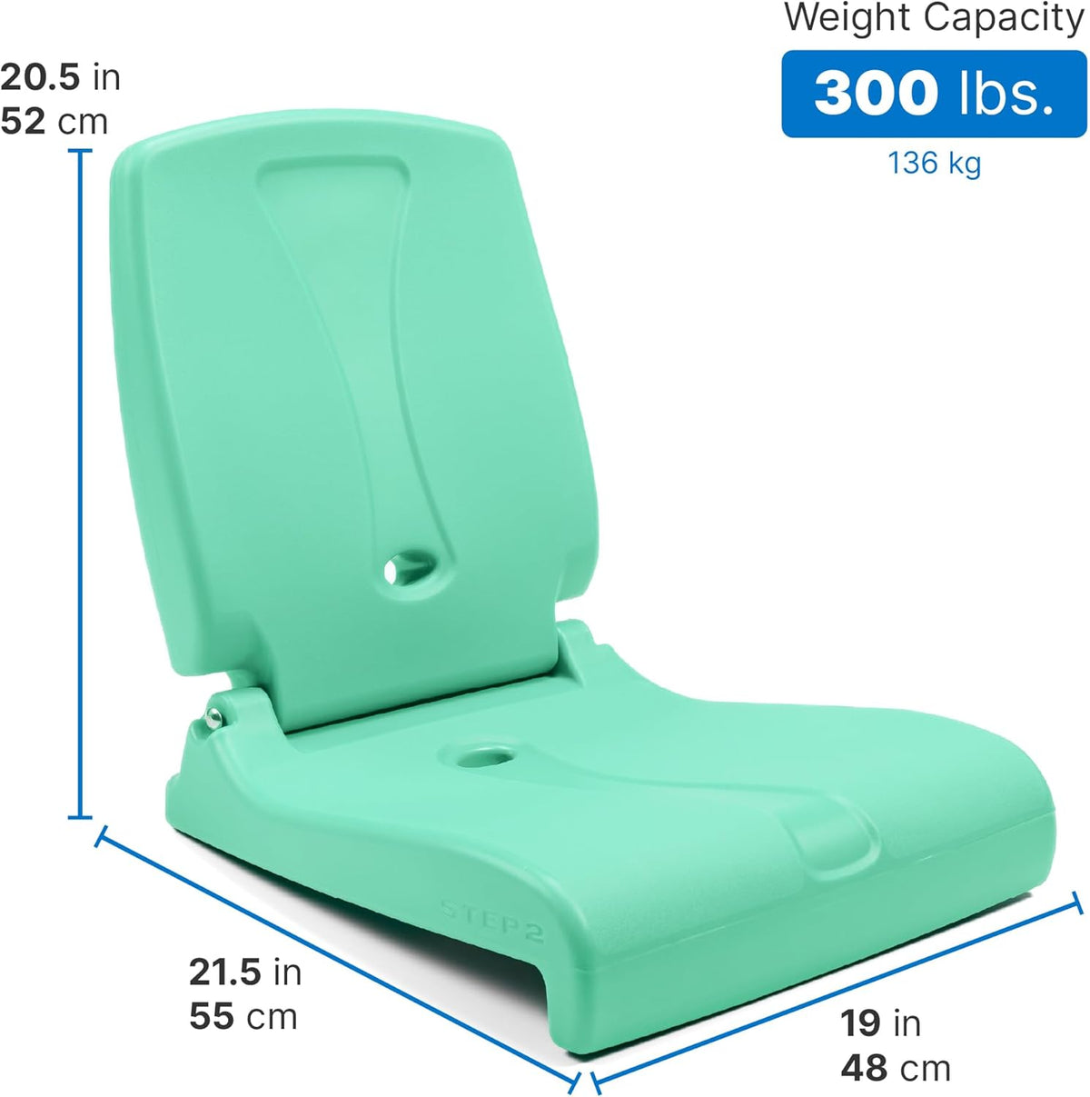 Step2 Folding Flip Seat, Lightweight Portable Outdoor Chair for Poolside, Camping, Beach, Boats, Tailgates, Durable Ground Chair with Back Support for Adults, Mint