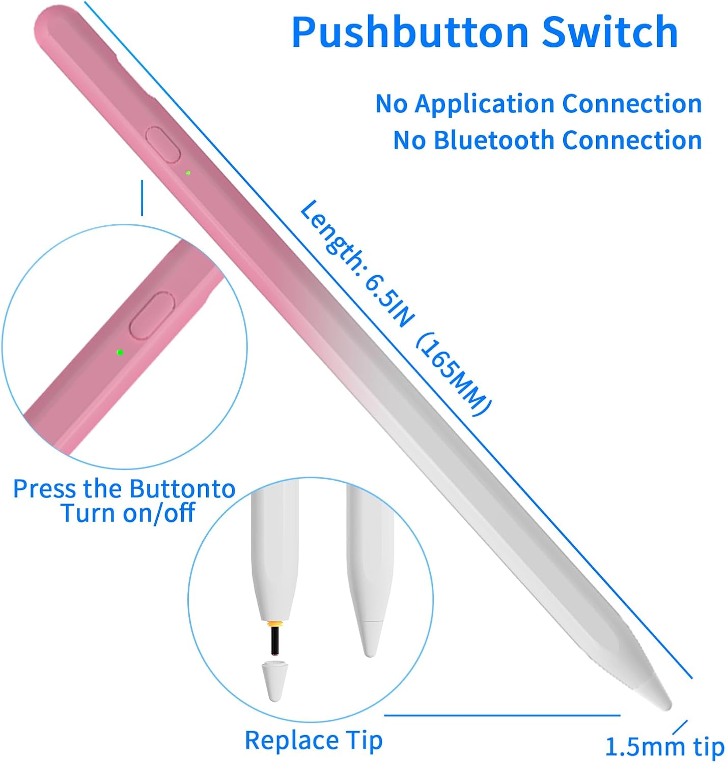 Stylus Pens for Touch Screens, Universal Fine Point iPad Pencil with Magnetic Adsorption Compatible with iPhone/iPad/Samsung/Android/Tablet & Other Touch Screens (White Gradient Pink)