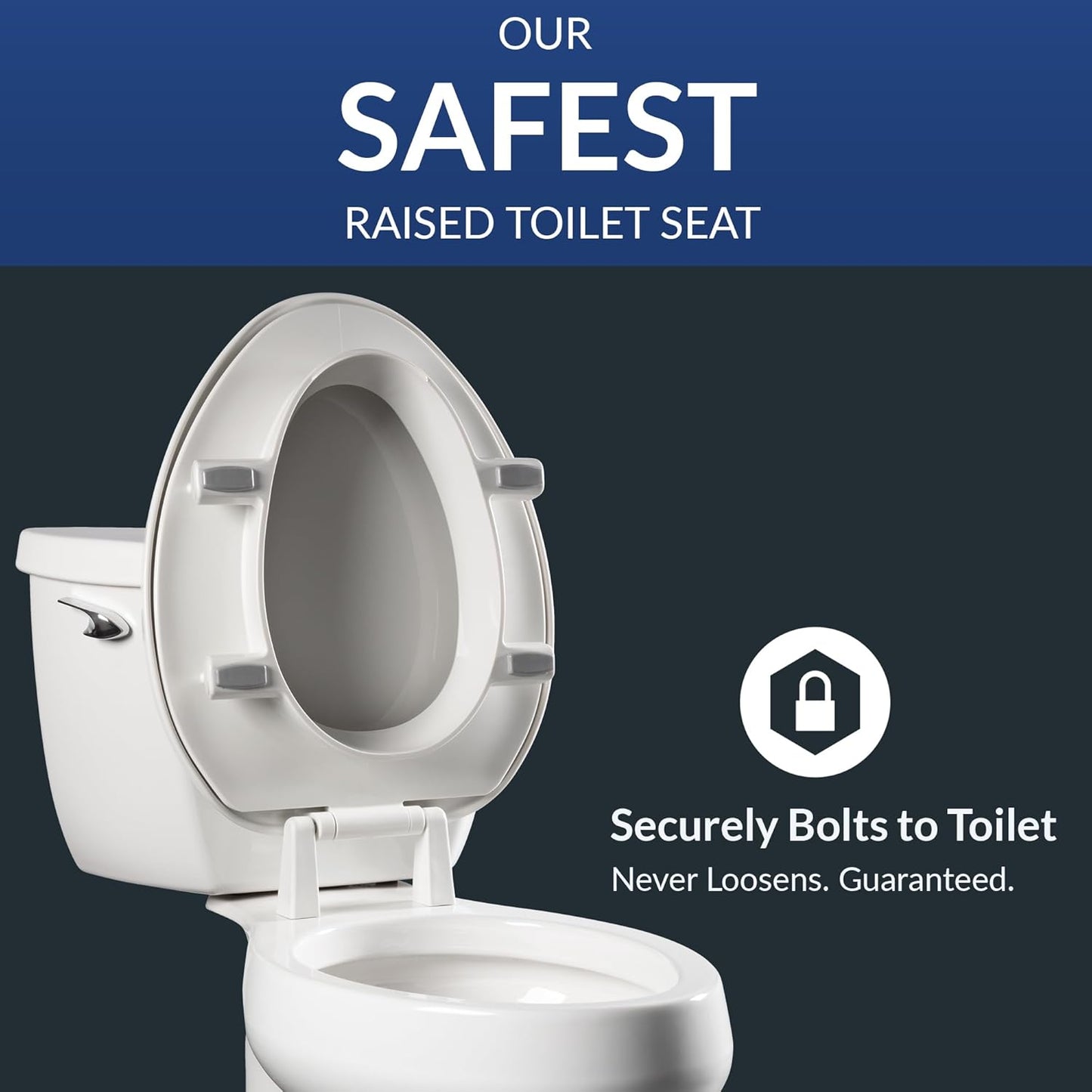 Bemis Assurance 3" Raised Toilet Seat for Seniors, Round, White | Therapist Preferred for Safety, Secure Hinges, Clean Shield Guard