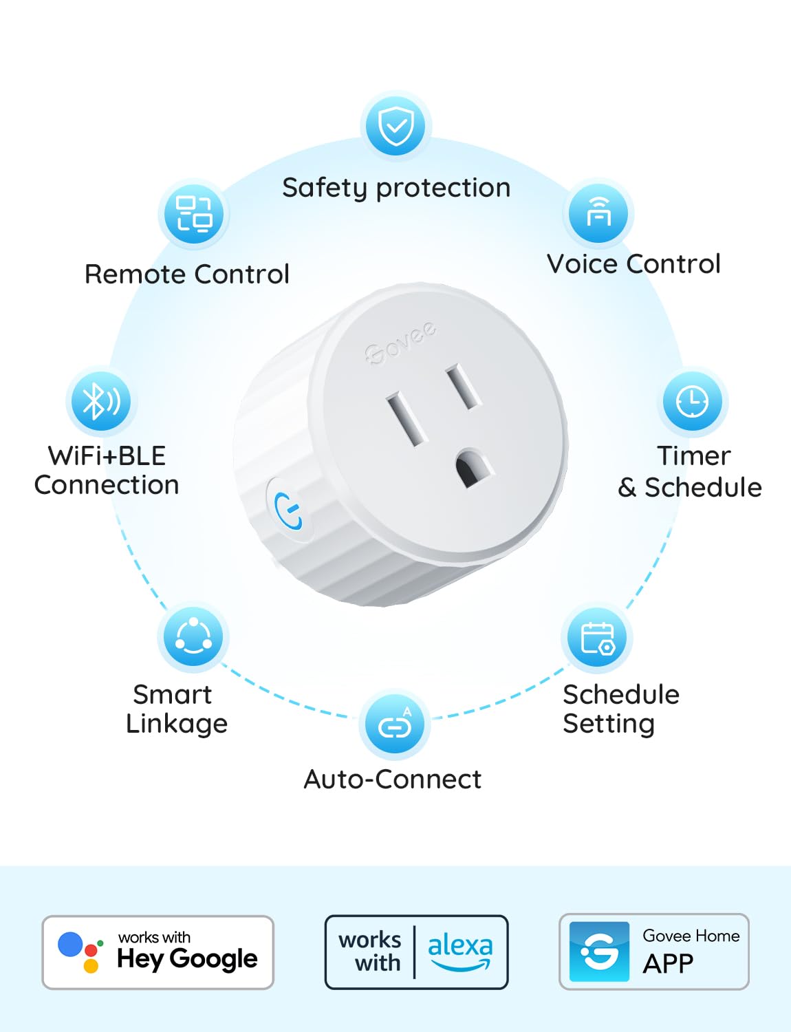 Govee Smart Plug, WiFi Plugs Work with Alexa & Google Assistant, Smart Outlet with Timer & Group Controller, WiFi Outlet for Home, No Hub Required, ETL & FCC Certified, 2.4G WiFi Only, 4 Pack
