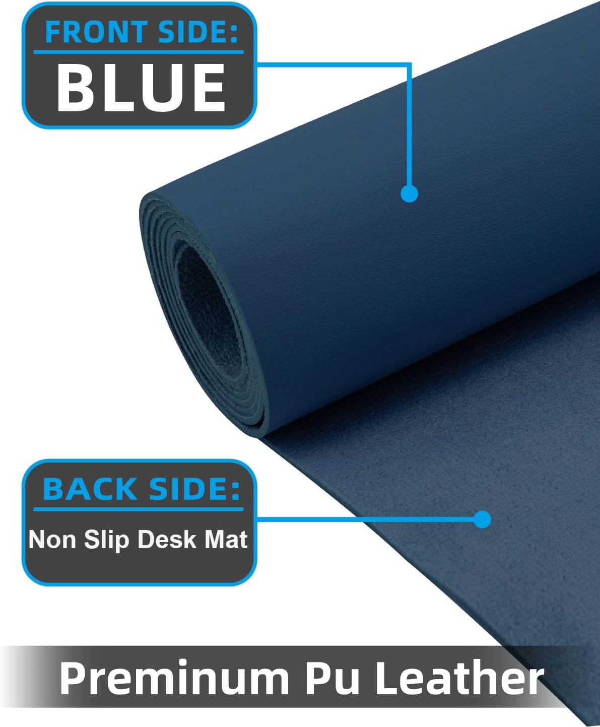 Desk mat Large, Leather Desk Pad Protector,Office Desk Mat,Mouse Pad, Non-Slip Desk Blotter, Laptop Desk Pad, Waterproof Desk Writing Pad for Office&Home (Midnight Blue, 48" x 24")
