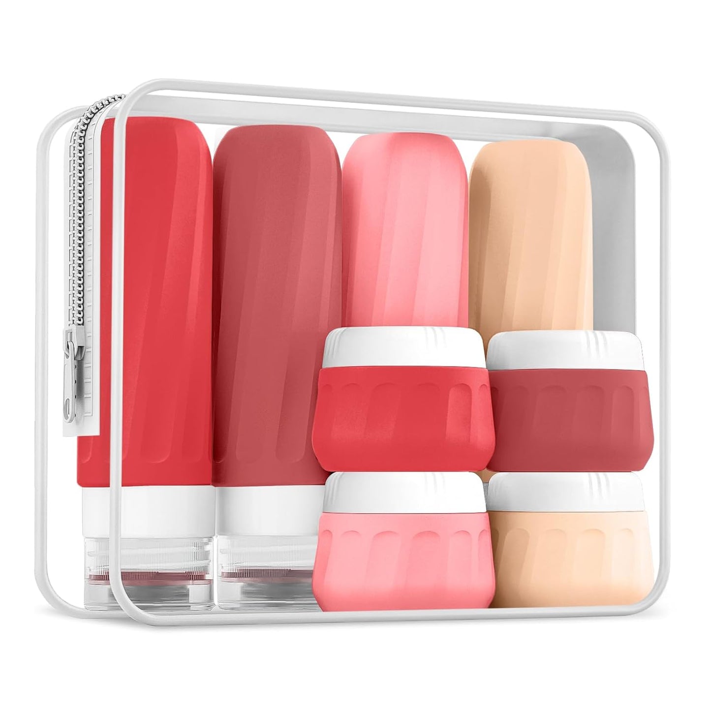 Mrsdry Travel Size Toiletries 8 Pack, TSA Approved 3oz/1oz Silicone Refillable Containers with Clear Travel Bag