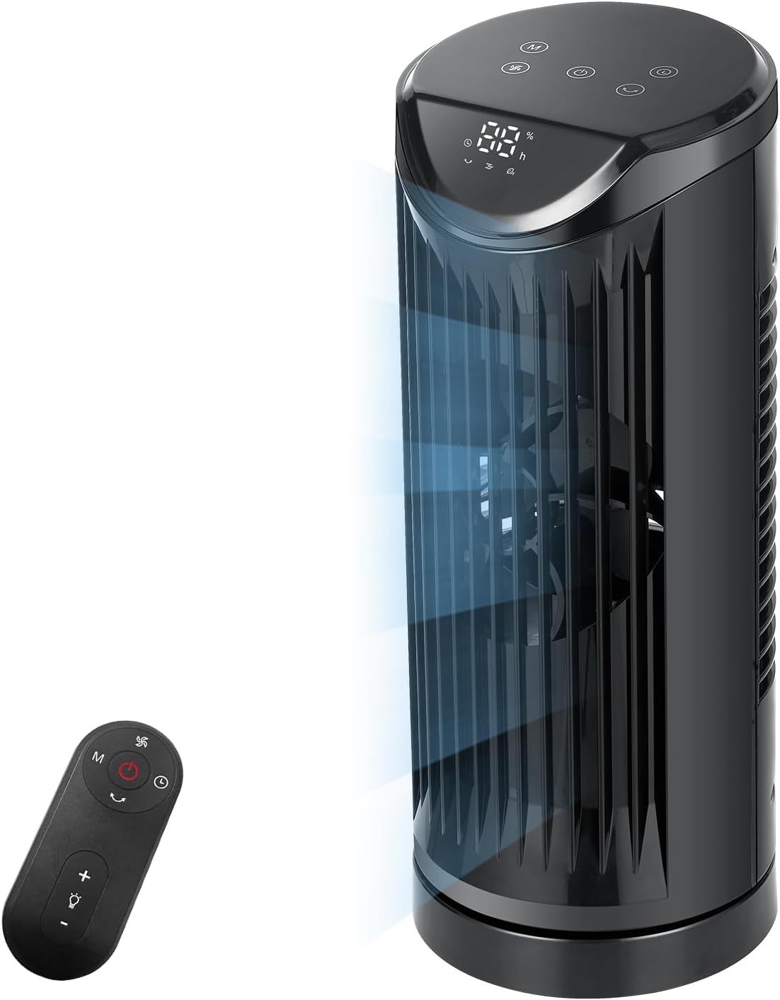 Personal Tower Fan for Bedroom with Remote, Portable Desk Table Fan，4 Speeds Cooling Standing Fan with 12H Timer, 60° & 110° Oscillating Floor Tower Fans That Blows Cold Air for Bedroom Office,Black