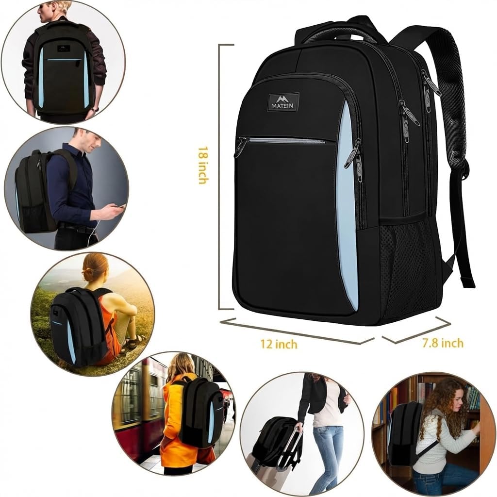 MATEIN Travel Laptop Backpack for Men, Business Anti Theft Slim Sturdy Laptops Backpack, Water Resistant College Computer Bag Gift for Women Fits 15.6 Inch Notebook