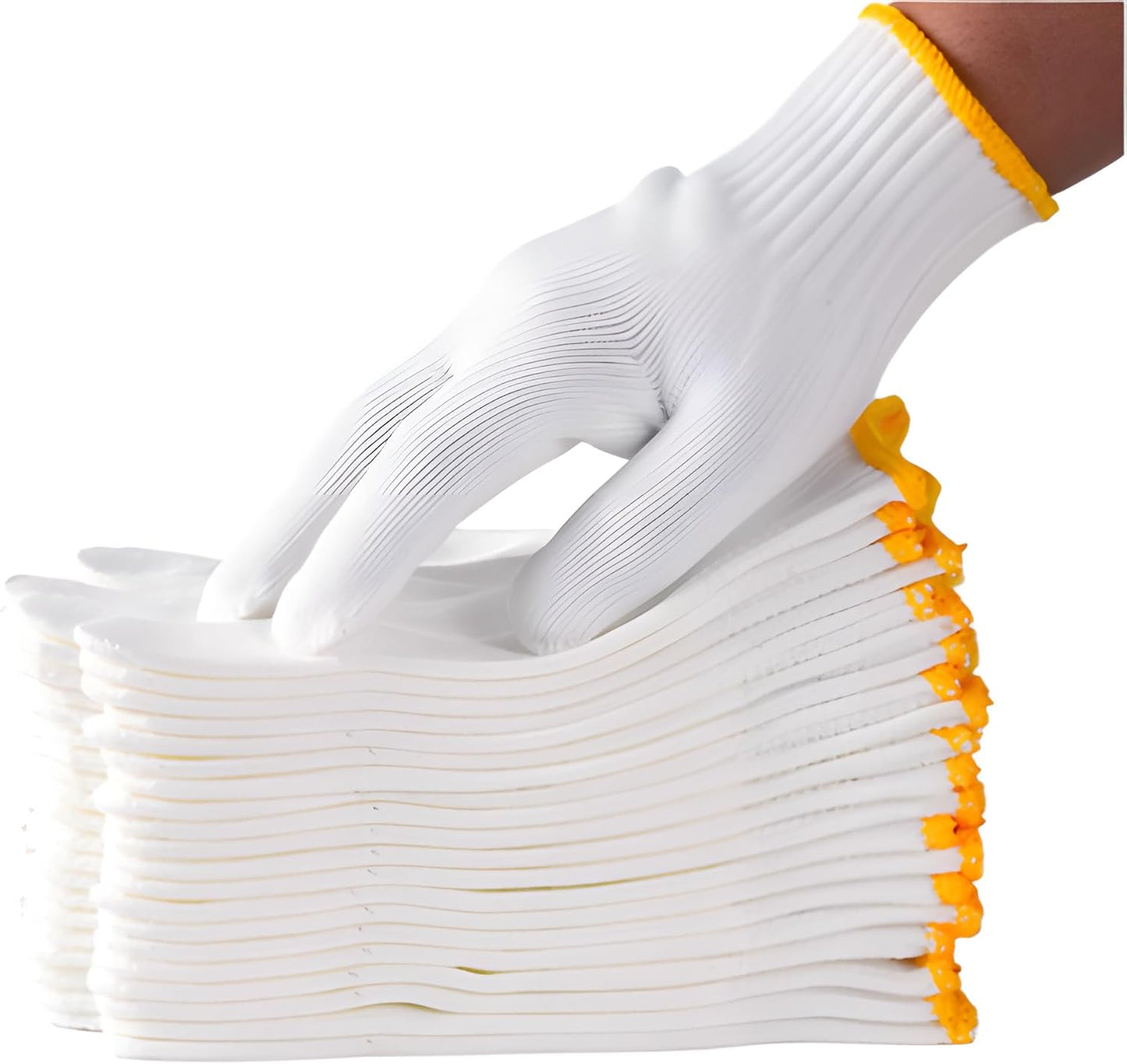 Unisex white cotton polyester knittedsafety gloves,suitable for gardening,warehouse,cooking work-12/36/240 pairs