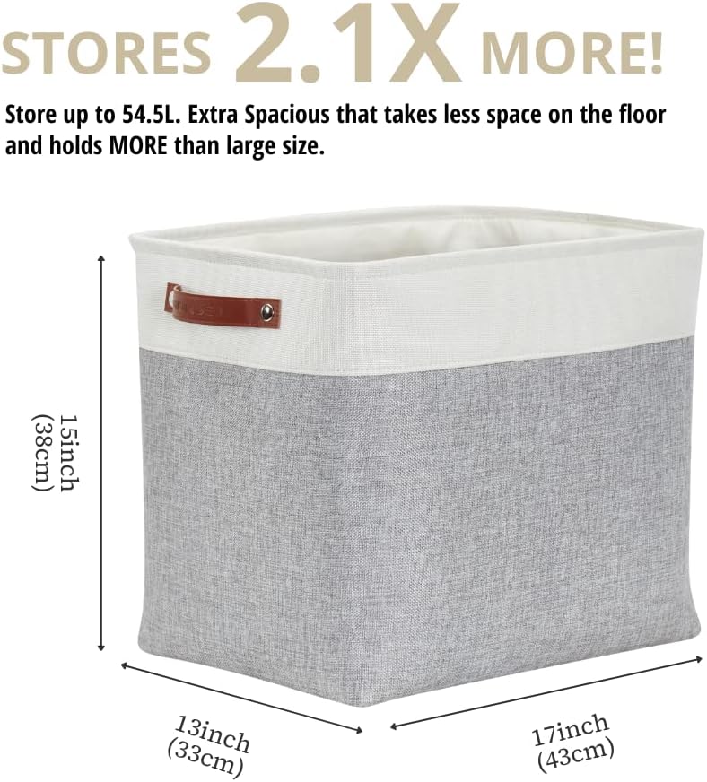 DECOMOMO Extra Large Storage Baskets, 54.5L Fabric Storage Bins 3 Pack