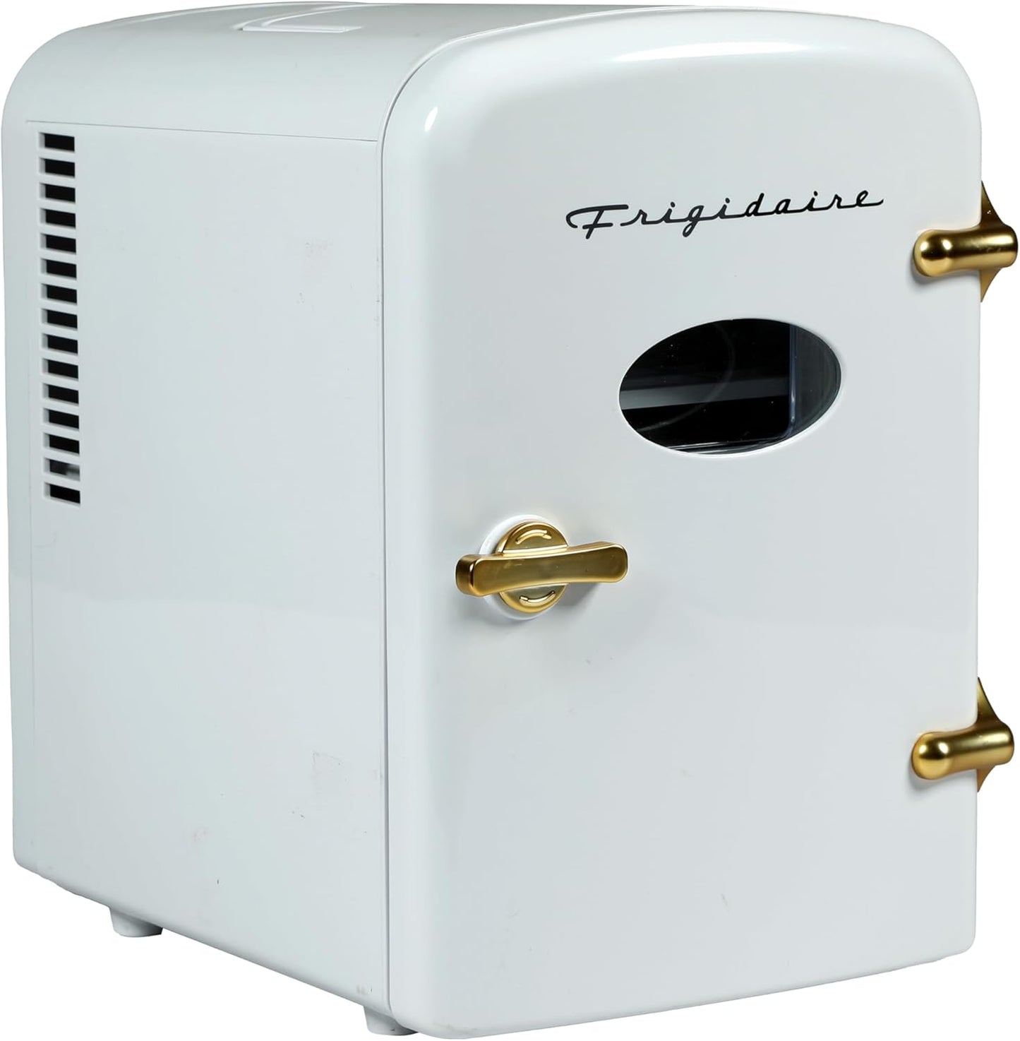 Frigidaire Retro 9-Can Mini Personal Fridge Portable Cooler for Car, Office, Bedroom, Dorm Room, or Cabin, 11.8" D x 7.1" W x 10.1" H, PINK
