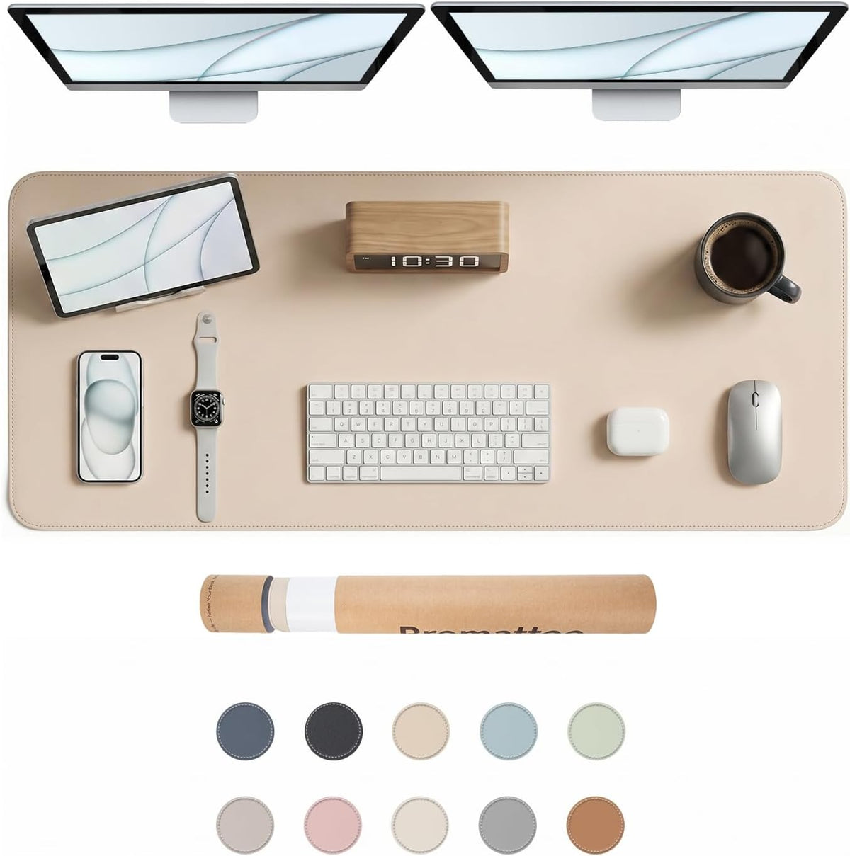 Large Desk Pad Non-Slip Desk Mat Protector for Keyboard Mouse Waterproof Vegan Leather Surface Faux Leather Laptop Mat Smooth Mouse Pad Premium Gift Tube Warm Beige 47" x 17"
