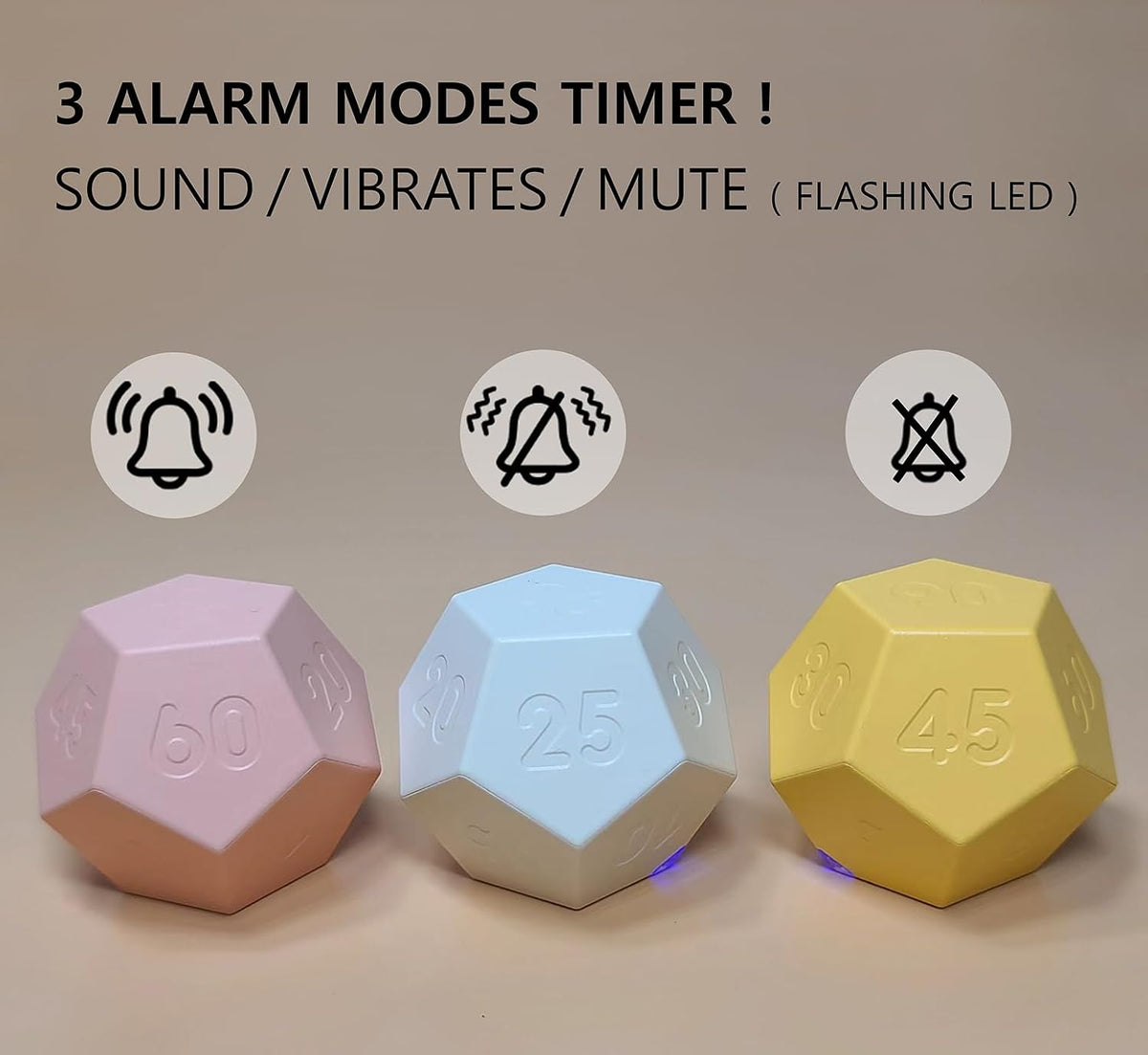 Cube Pomodoro Timer - Flip to Start Countdown, Rechargeable Mini Productivity Timer for Study, Office, 11 Preset Times, Silent/Vibration, Time Management Tool for Kids & ADHD (White)
