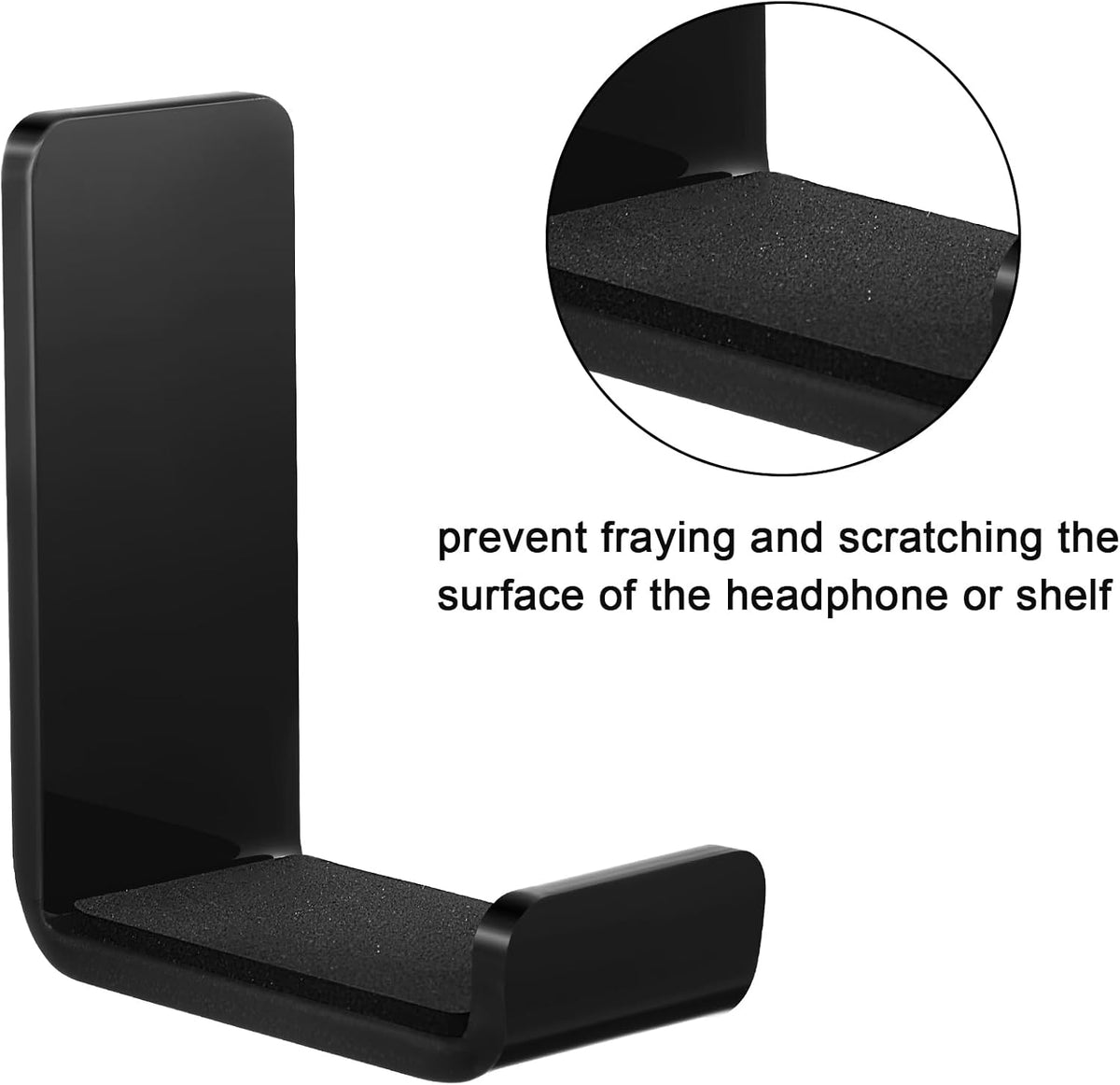 Weewooday 32 Headphone Hanger Wall Mount Stand with Adhesive Hook, Black