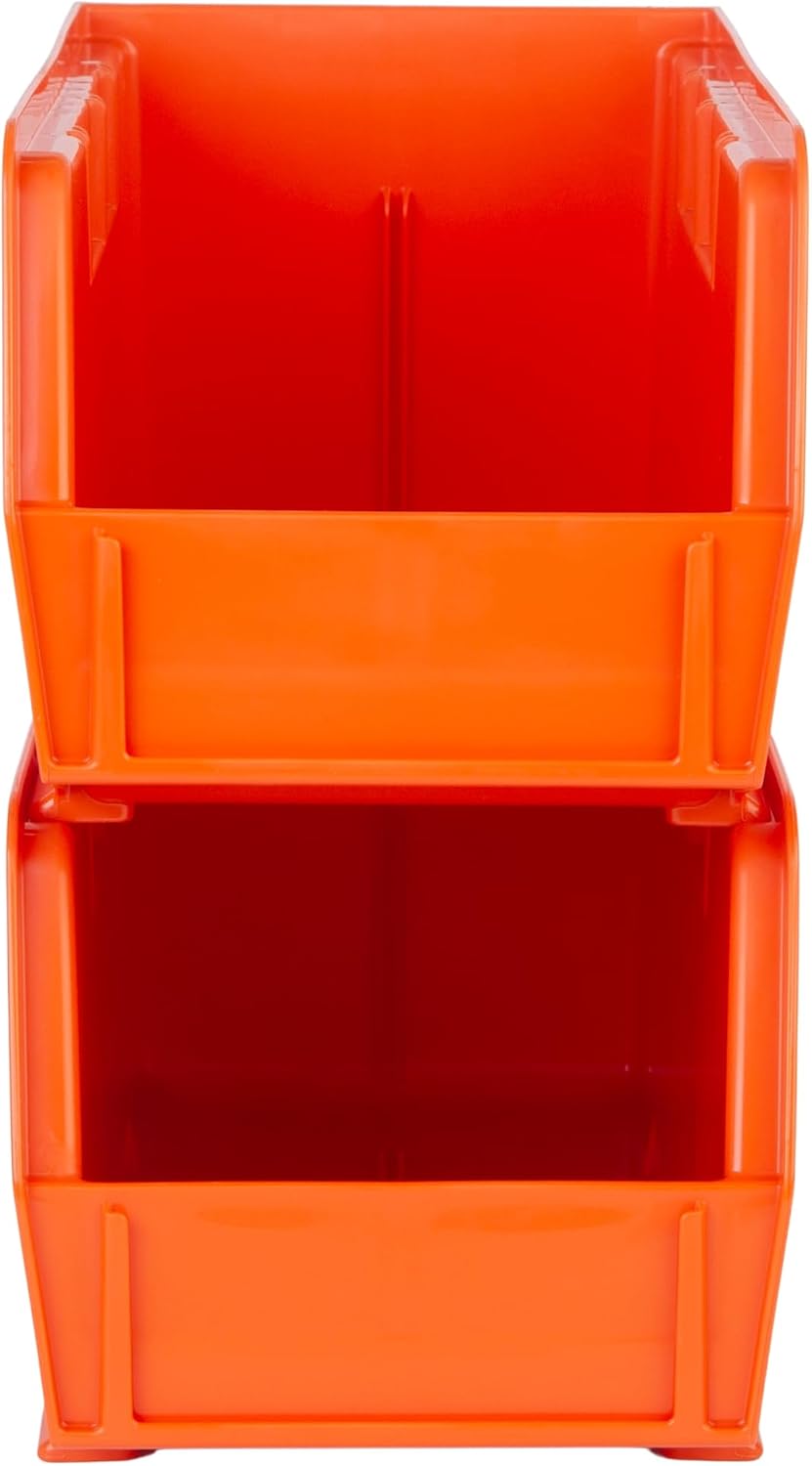HE HUDSON EXCHANGE 11" x 5.5" x 5" (12 Pack) Plastic Stackable Storage Bin, Orange
