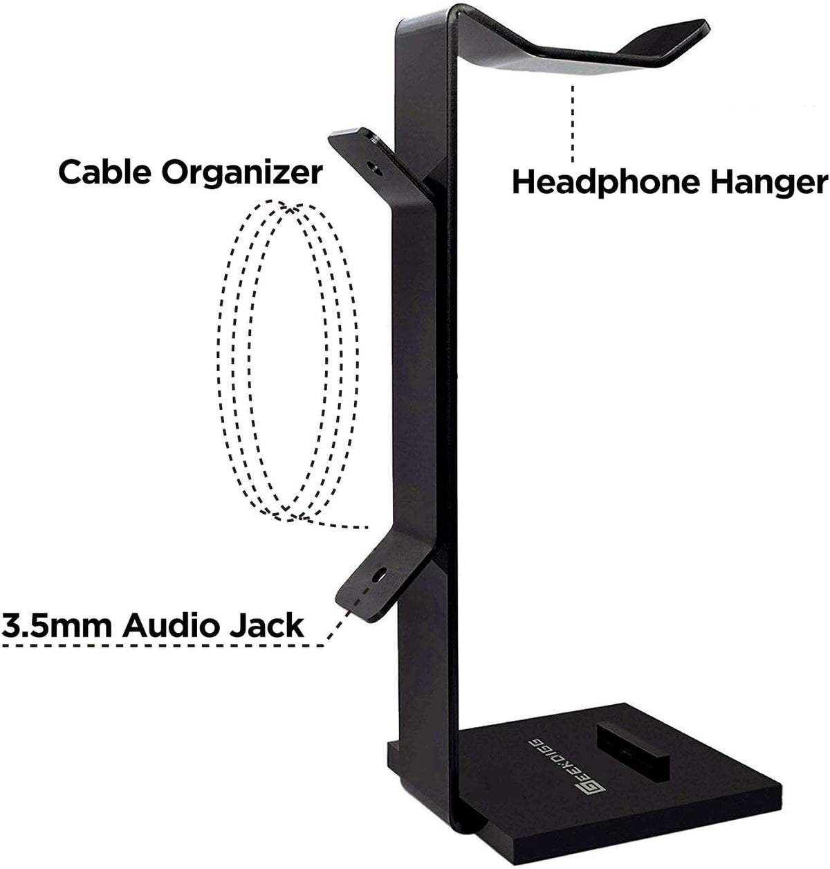 Headphone Stand Gaming Headset Holder For Desk Cable Organizer & Cellphone Stand for All Headphones Size headphone Holder Set Gaming PC Accessories Gaming Station – Black