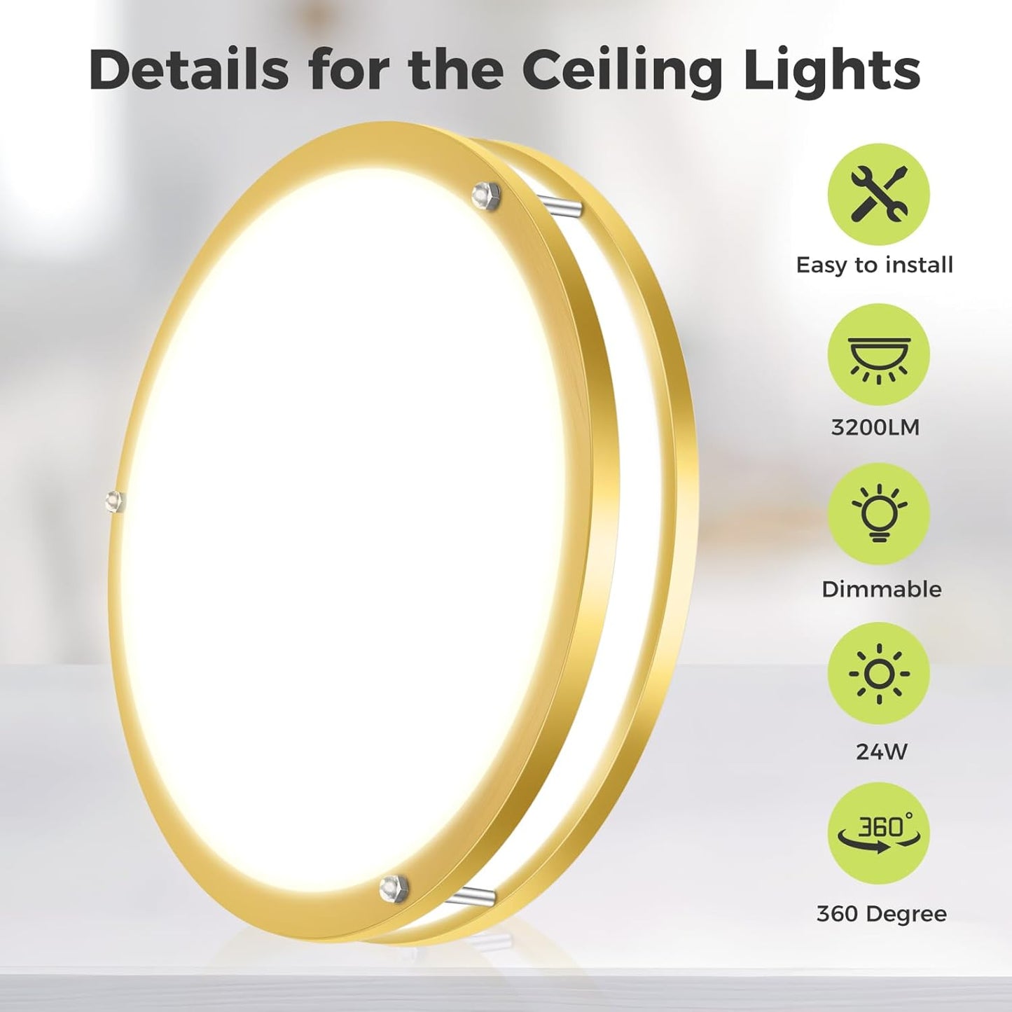 hepside 2 Pack Flush Mount Ceiling Light Fixture, Dimmable & 5Color Temperatures Ceiling Light Black, 13inch 24W 3000K 3500K 4000K 5000K 6500K Adjustable Ceiling Lamps for Bathroom Bedroom Hallway