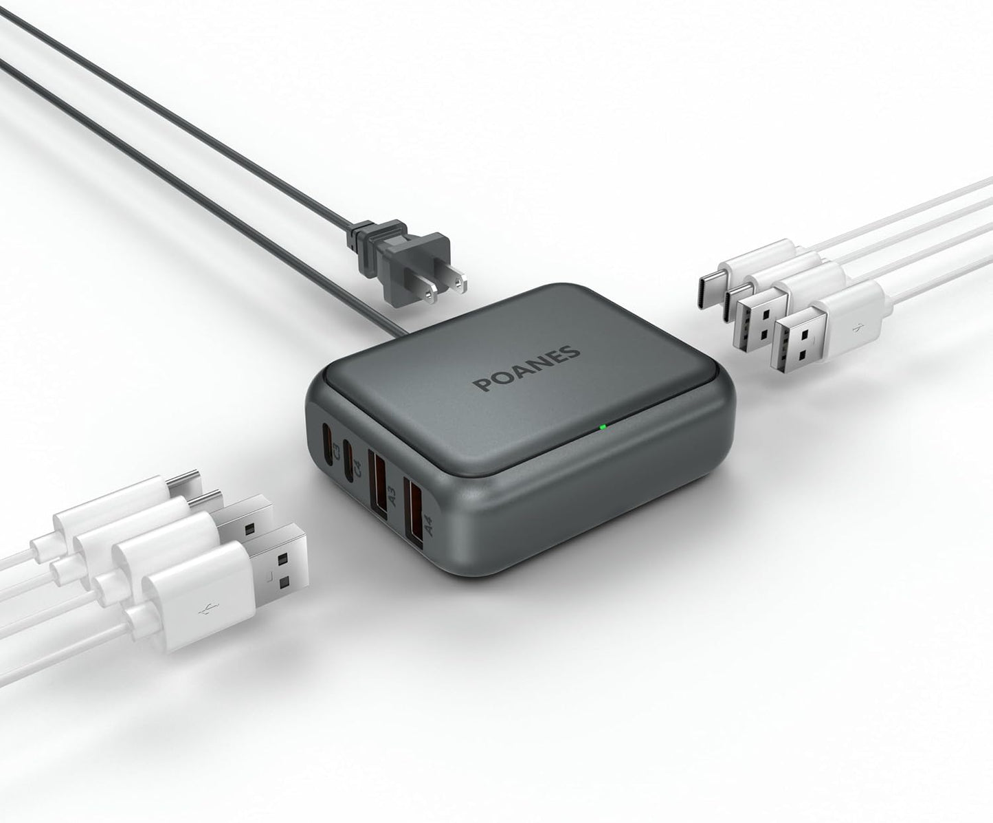 8-Port Travel USB Charger Station, Multi-Port Travel USB C Charger | 4 USB-A and 4 USB-C Port Mini Charging Station, Charging Station Block for Traveling, Camping Compatible with Phone, Earbud