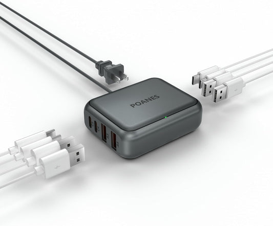 8-Port Travel USB Charger Station, Multi-Port Travel USB C Charger | 4 USB-A and 4 USB-C Port Mini Charging Station, Charging Station Block for Traveling, Camping Compatible with Phone, Earbud