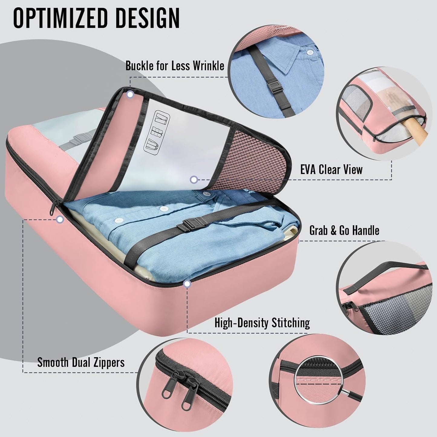 Veken 8 Set Packing Cubes for Cruise Ship Essentials,Beach Vacation Travel Accessories with Hanging Toiletry Bag,Suitcase Organizer for Luggage,Personalized Birthday & Retirement Gifts for Women Mom