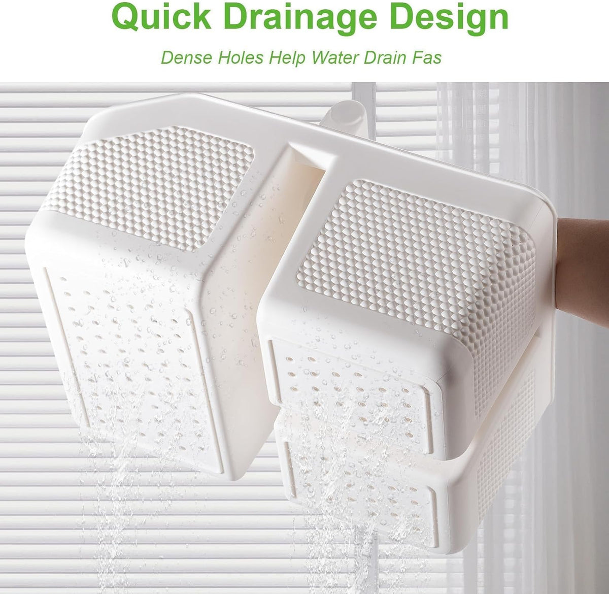 rejomiik Shower Caddy Portable with Bamboo Handle, Plastic Basket Cleaning Caddy Organizer Storage Tote for Bathroom, College, Dorm Room Essentials, White