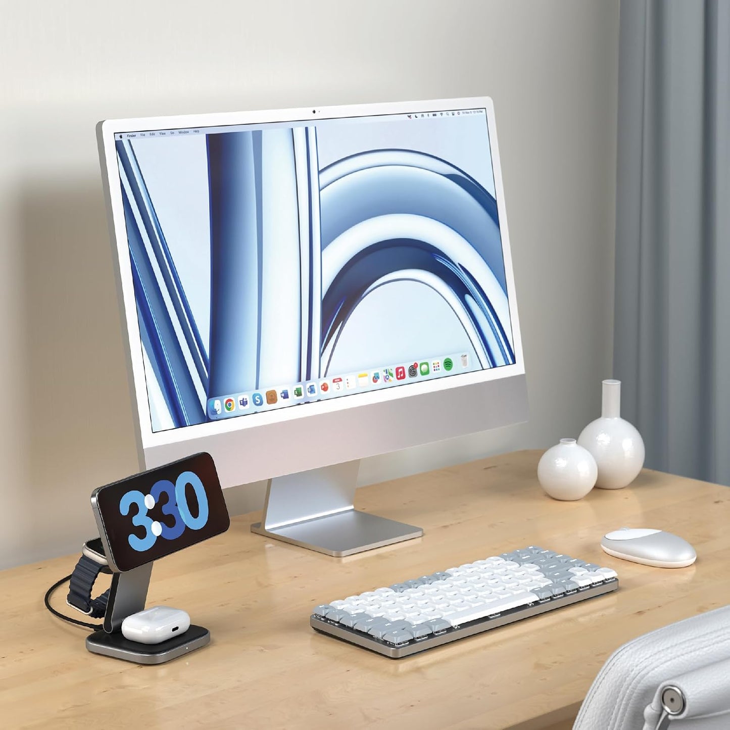 Satechi 3-in-1 Qi2 Wireless Charging Station, 15W Magnetic Charging | Foldable travel design, fits iPhone 12-17, AirPods Pro, Apple Watch
