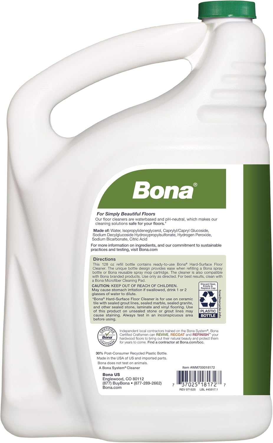 Bona Multi-Surface Floor Cleaner Refill - 128 fl oz - Unscented - Refill for Bona Spray Mops and Spray Bottles - Residue-Free Floor Cleaning Solution for Stone, Tile, Laminate, and Vinyl Floors