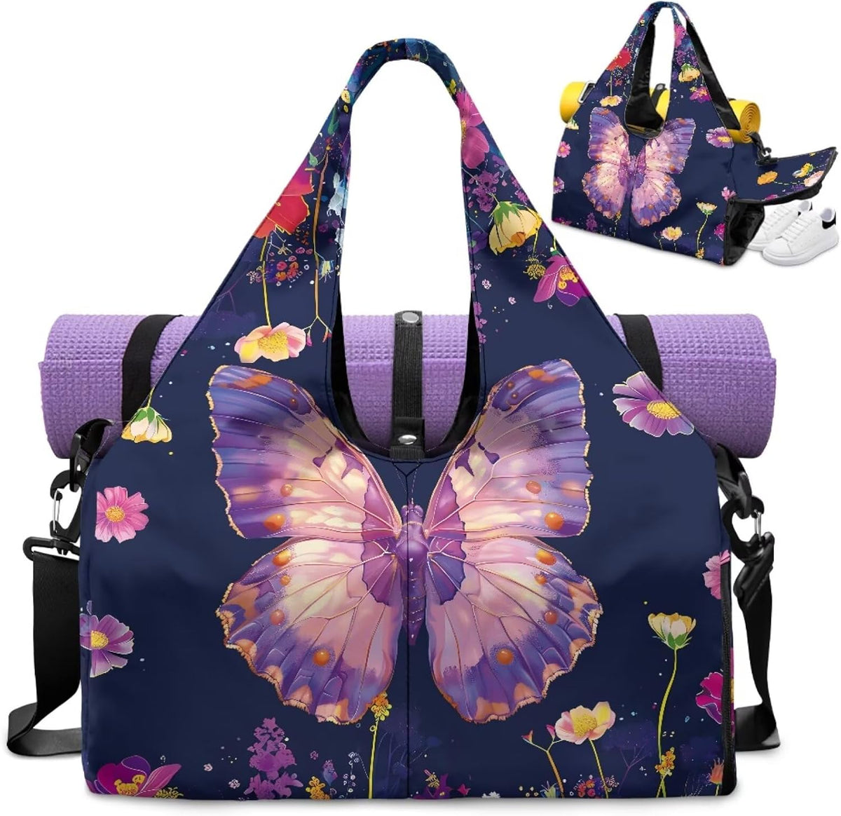 Yoga Mat Bag for Men Women Canvas Yoga Mat Carrier Take In Out Mat Easily for Beach Swim Bags Pool Sports Gym