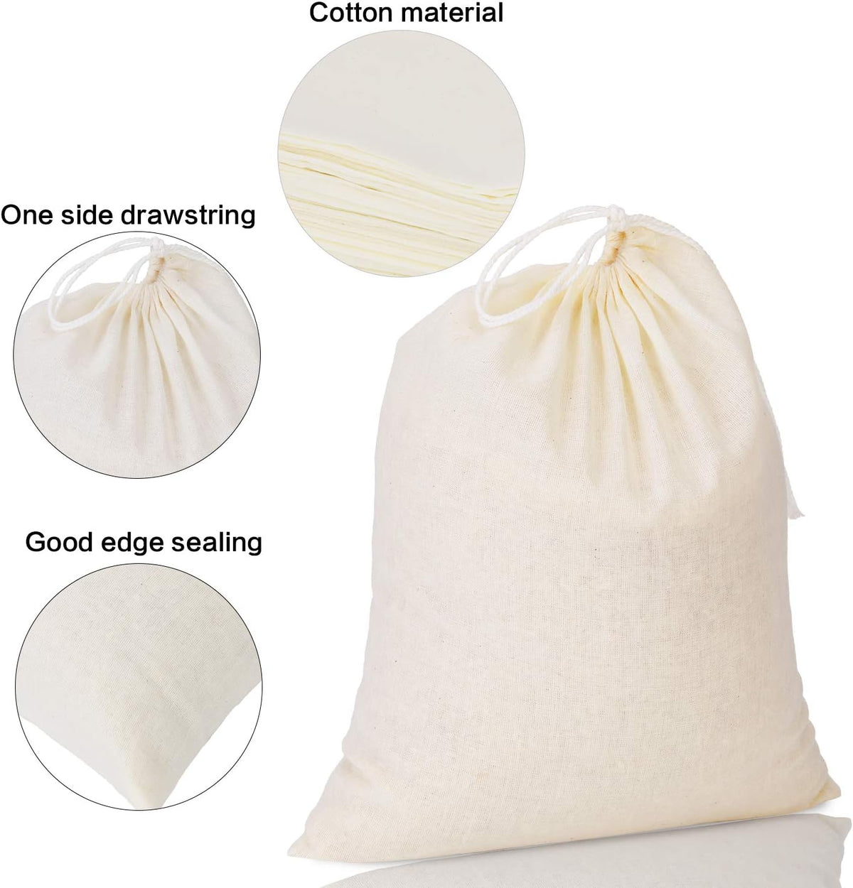 Tatuo 50 Pieces Muslin Bags Cotton Drawstring Bags Sachet Bag for Home Supplies (8 x 10 Inches)
