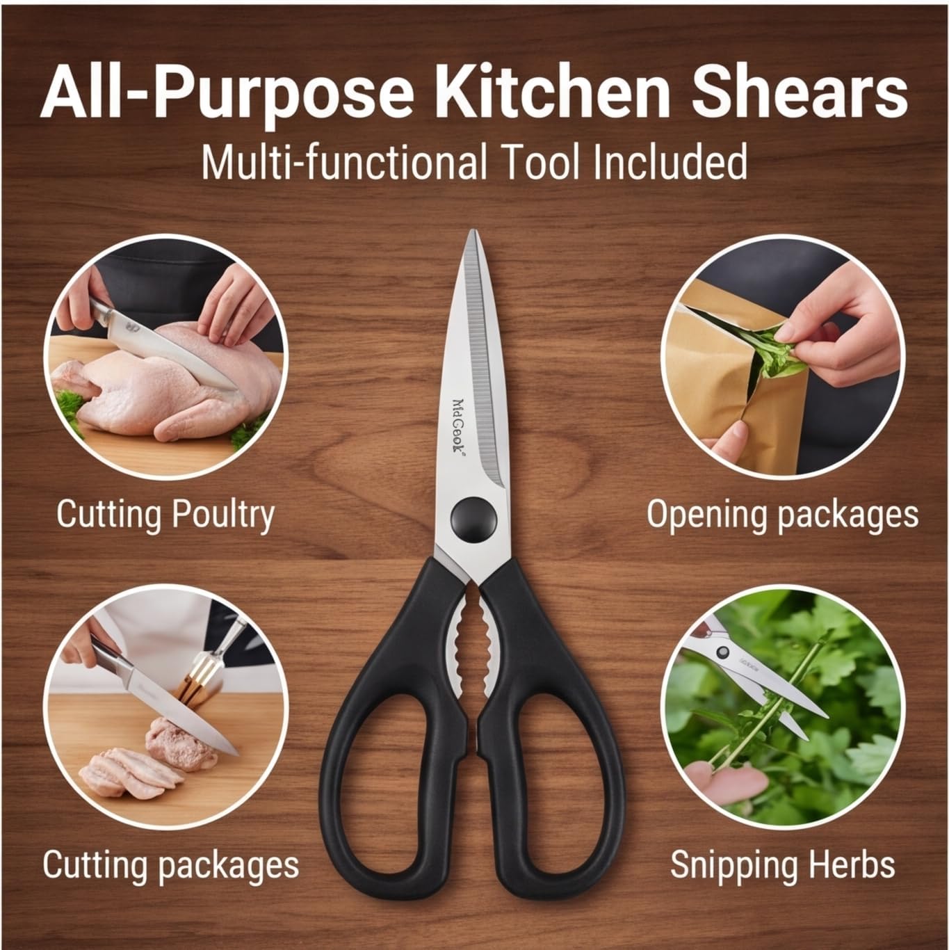 McCook® Knife Sets, German Stainless Steel Kitchen Knife Block Sets with Built-in Sharpener, 15 Piece Chef Knife and More, Razor Sharp, Restaurant Grade, Anti-Rust, Elegant Box for Gift