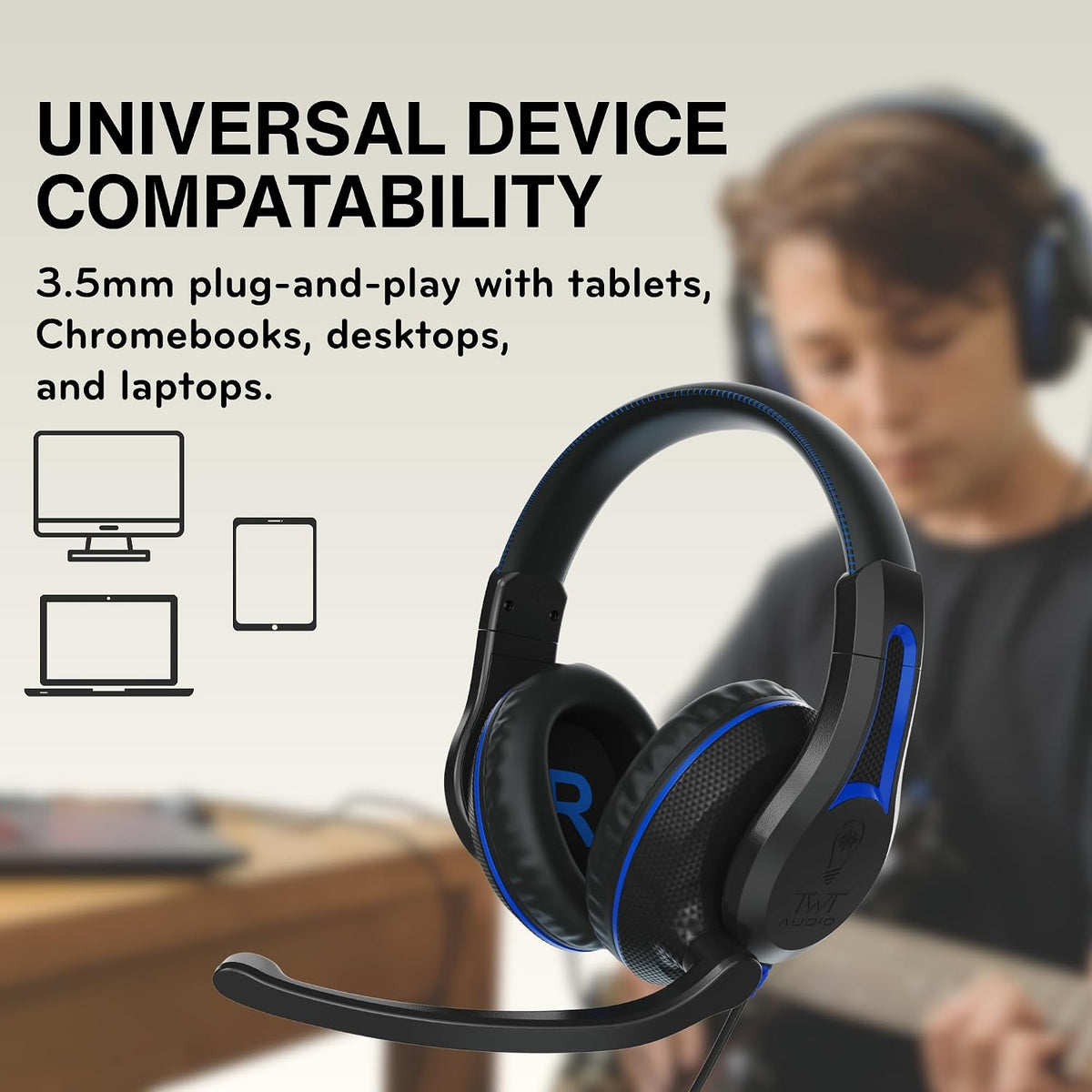 TWT Audio Ergo TW210 Premium Over-Ear Headset - 3.5mm Jack