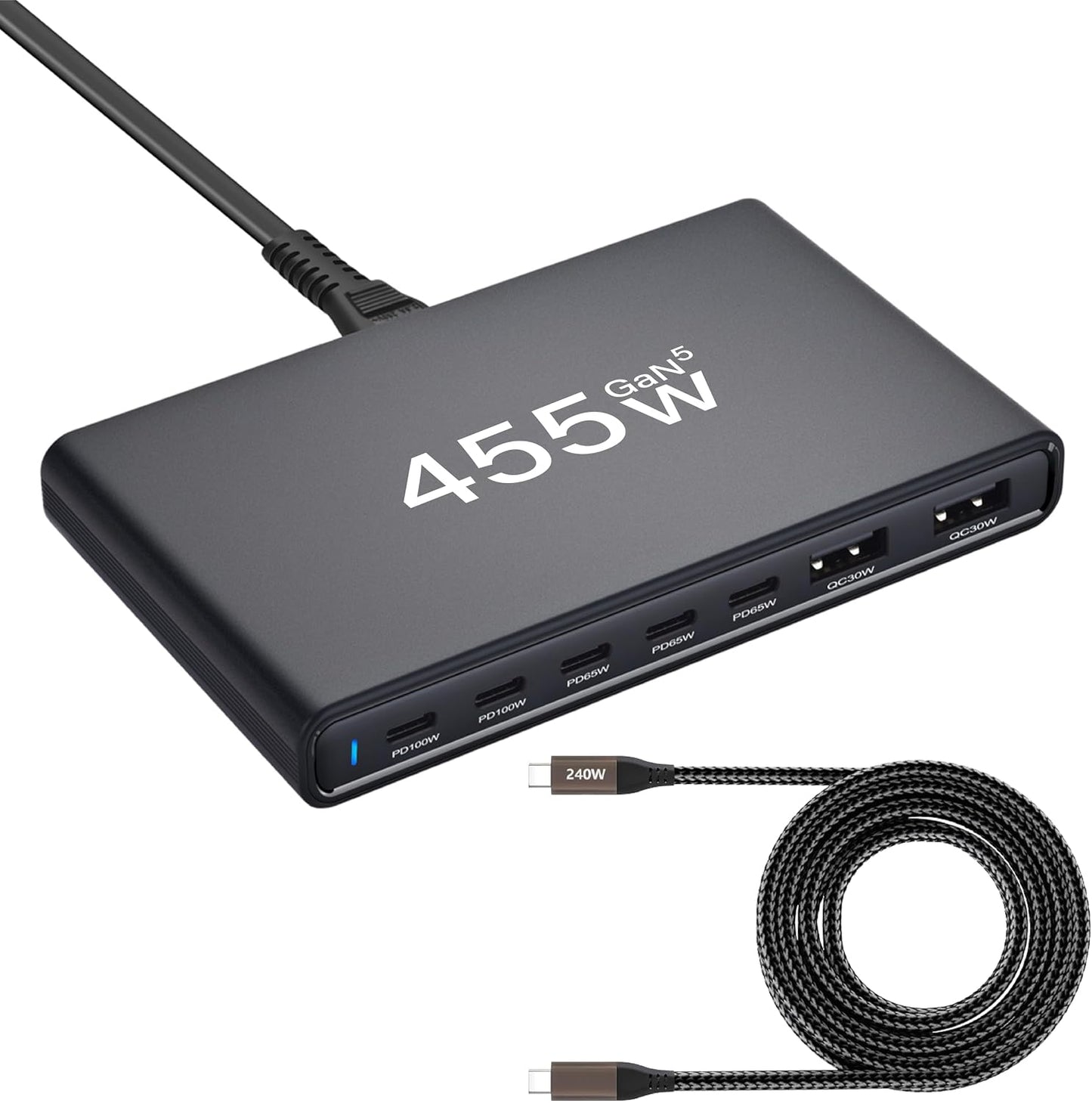 765W 10-Port GaN 3 Desktop Charging Station for Phones, Tablets, Laptops, Smartwatches & Earphones - Home, Office & Travel Compatible