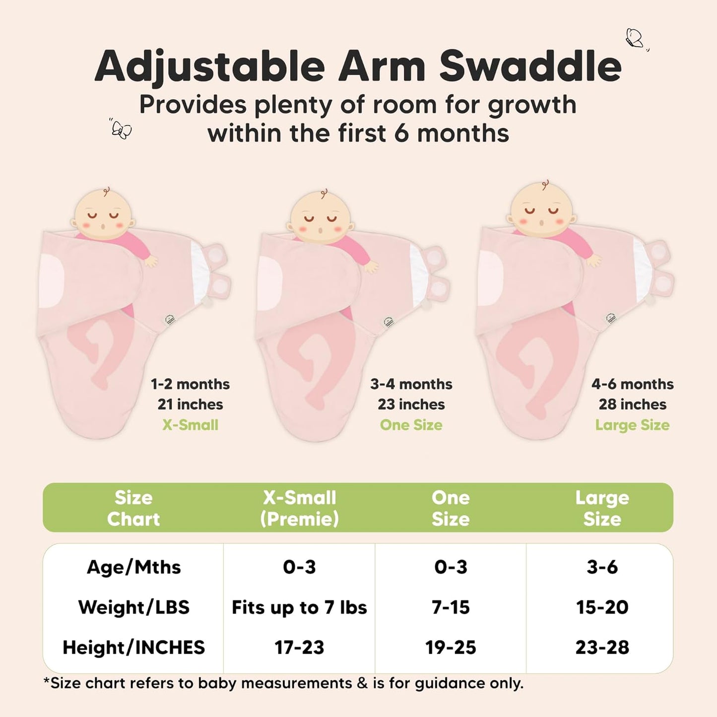 3-Pack Organic Baby Swaddle Sleep Sacks - Swaddles for Newborns, Infant 0-3 Months, Baby Girls, Boys, Soft & Snug Newborn Sleep Sack, Nursery Swaddling Blankets (Abc Land Rose, OS)