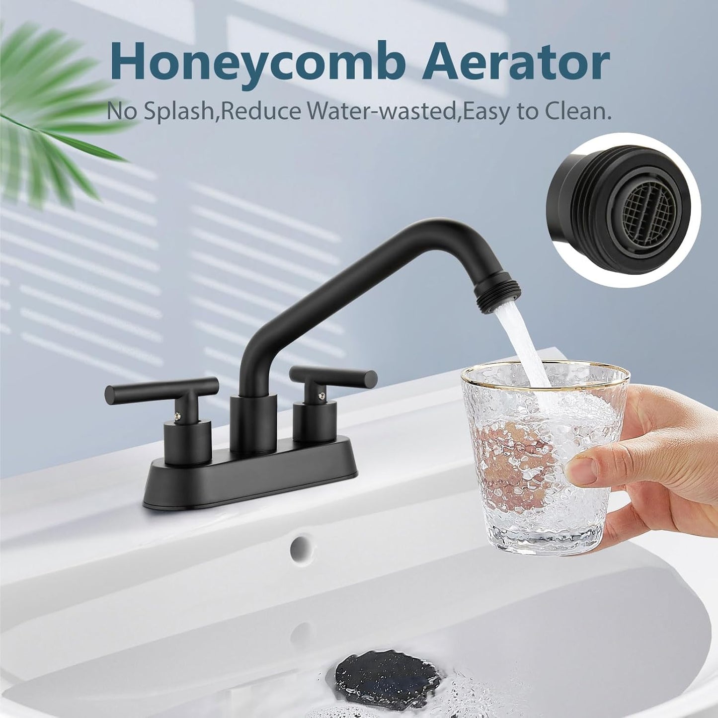 Aolemi Utility Sink Faucet 4 Inch Centerset, Laundry Sink Faucets with Swivel Spout and 3/4" NPT Threaded End, Dual Handle Faucet for Laundry or Utility Room, Matte Black