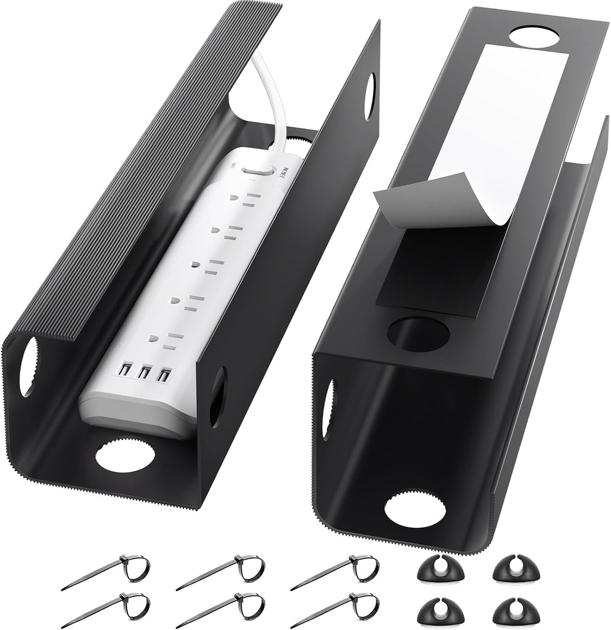 Yecaye 2 Pack Cable Management Under Desk, 31.5 in, Black