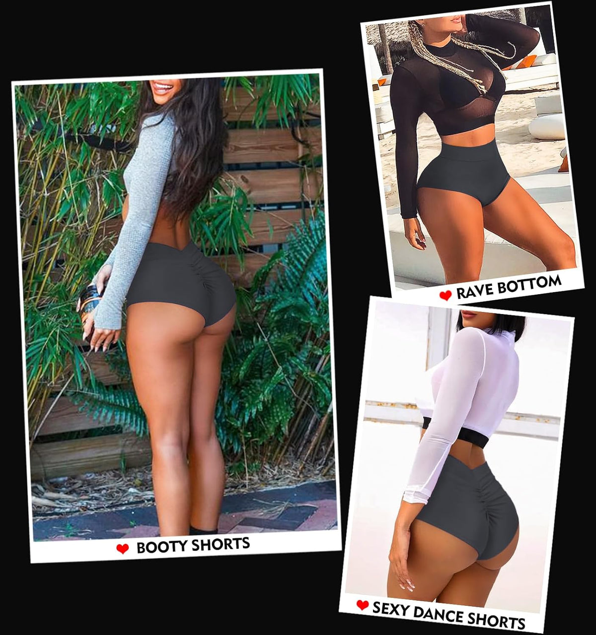 Boudaner Women's Booty Shorts-High Waist V Back Yoga Shorts