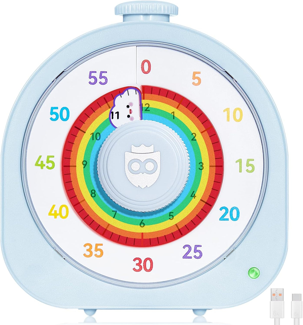 Kids Timer with Rainbow Visual Disk, Rechargeable Timer for Classroom Office Kitchen with Magnetic Sticker, 60 Min/12Hr Silent Countdown Timers Management Tool for ADHD & Autism