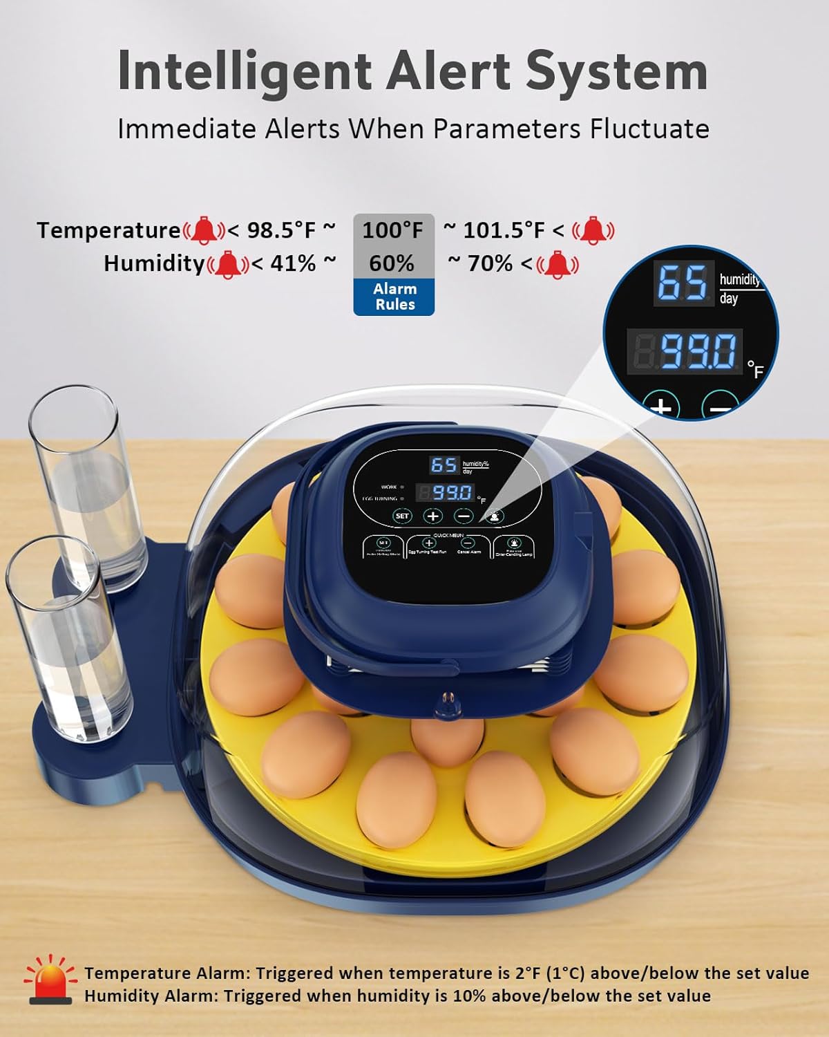 Egg Incubators for Hatching Eggs, Temperature & Humidity Control, Automatic Egg Turning for Hatch Chicken Duck Quail Pigeon Pheasant Partridge Home Classroom Lab with Water Bottle&Air Vent, 18 Eggs