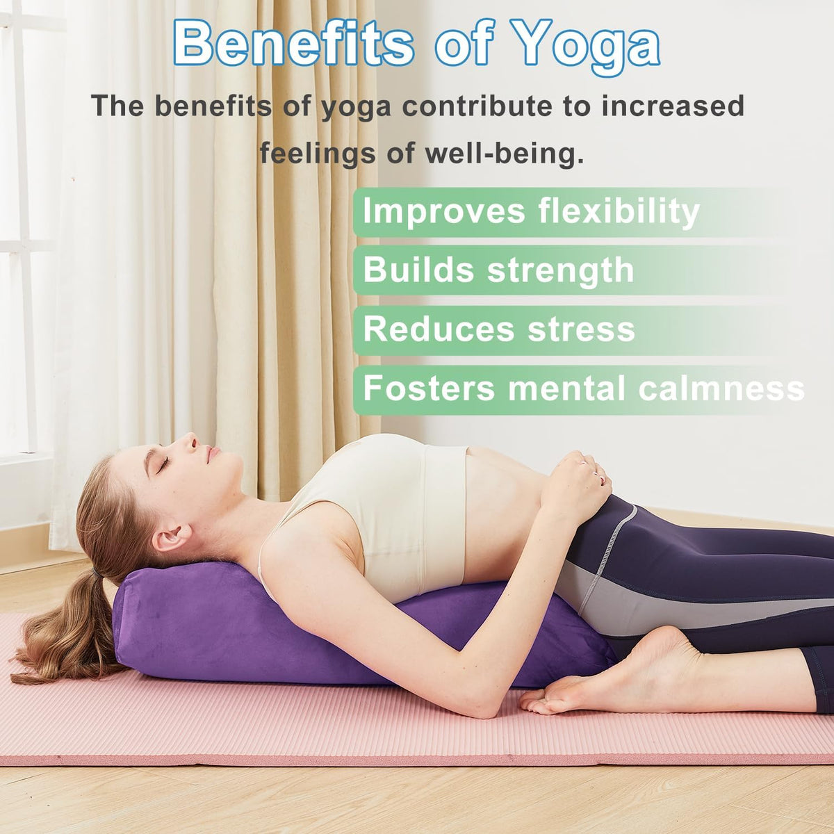 Rectangular Yoga Bolster Pillow for Restorative Yoga