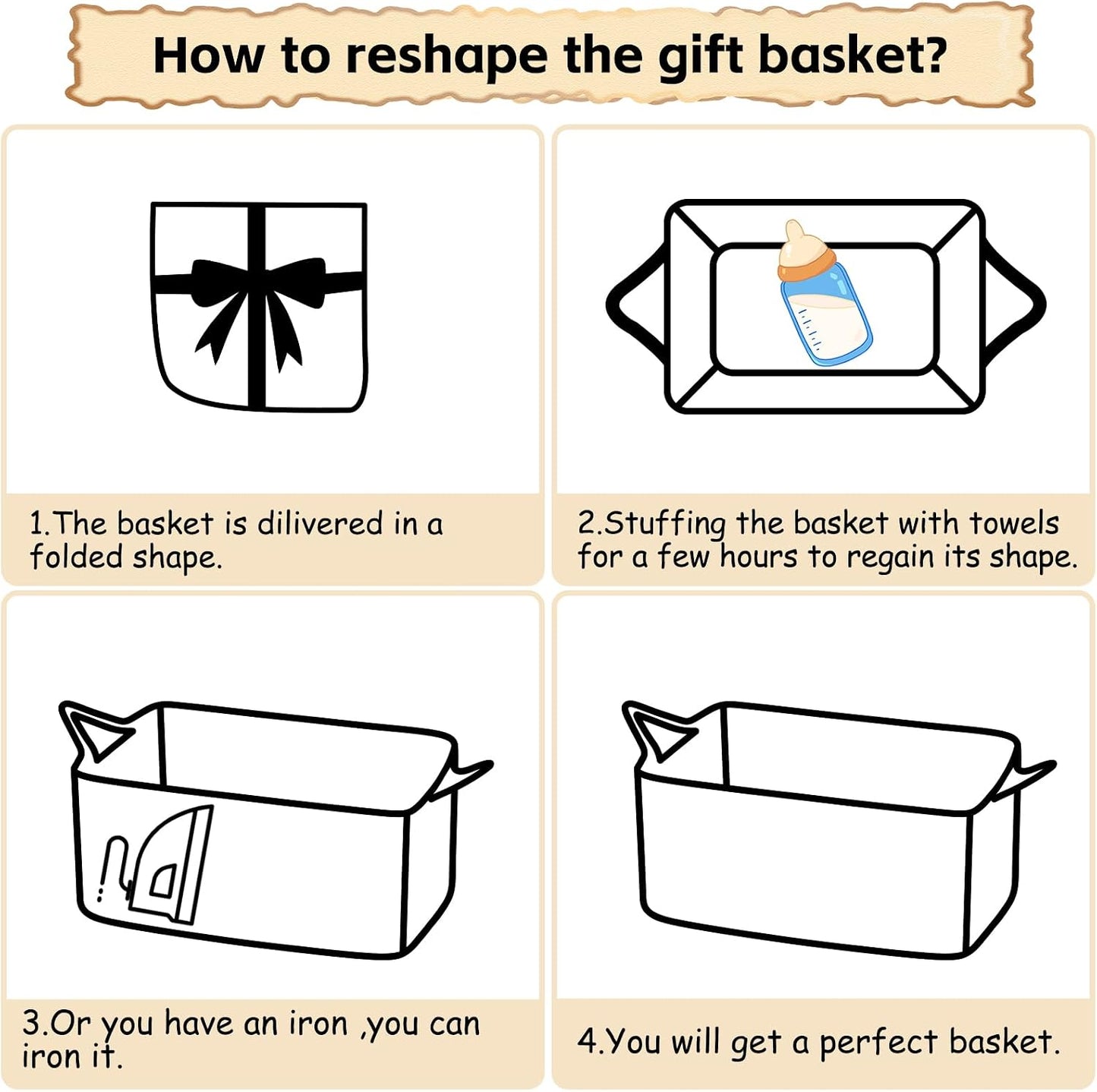 OIAHOMY Woven Basket, Gift Basket Empty with Gift Bags and Ribbons, Rope Baskets for Baby Showers, Storage Baskets with Handles for Nursery, Pet Toy Organizer - Brown