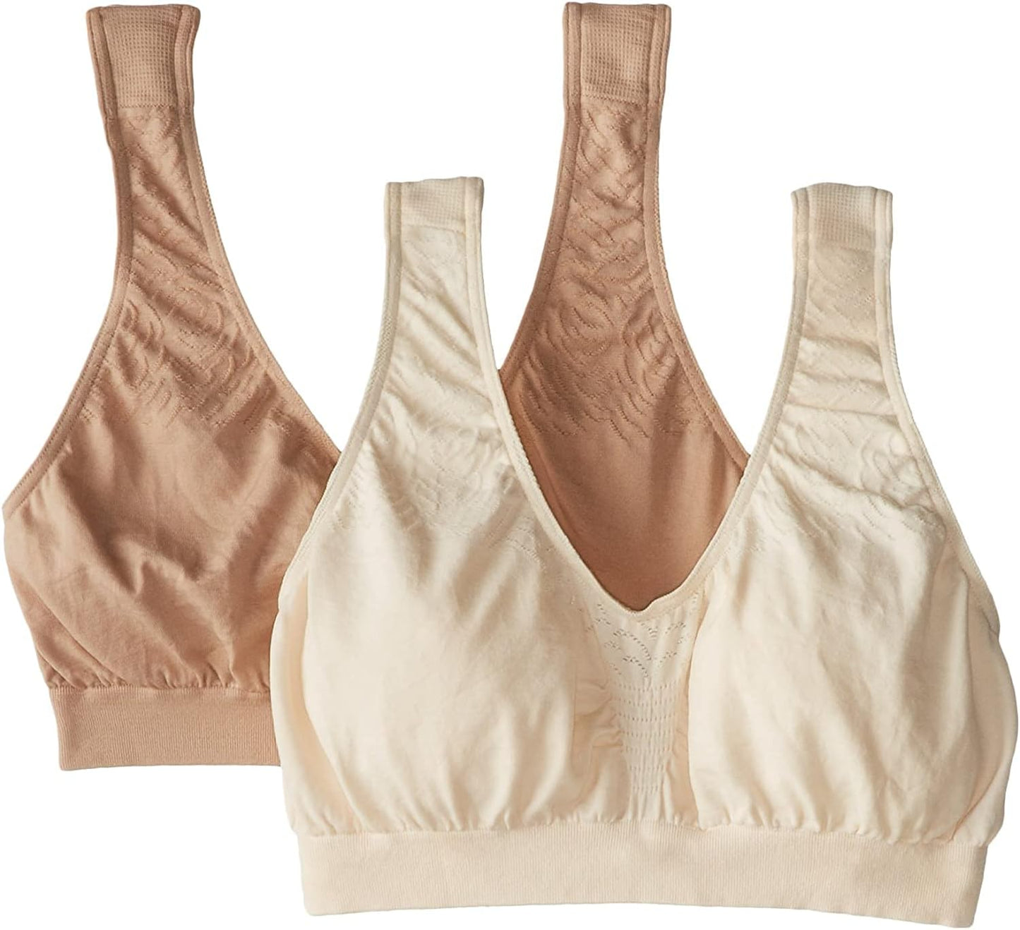 Bali Women's Microfiber Bralette Pack, Comfort Revolution Seamless T-Shirt Bra, Crop Top Bralette, 2-Pack