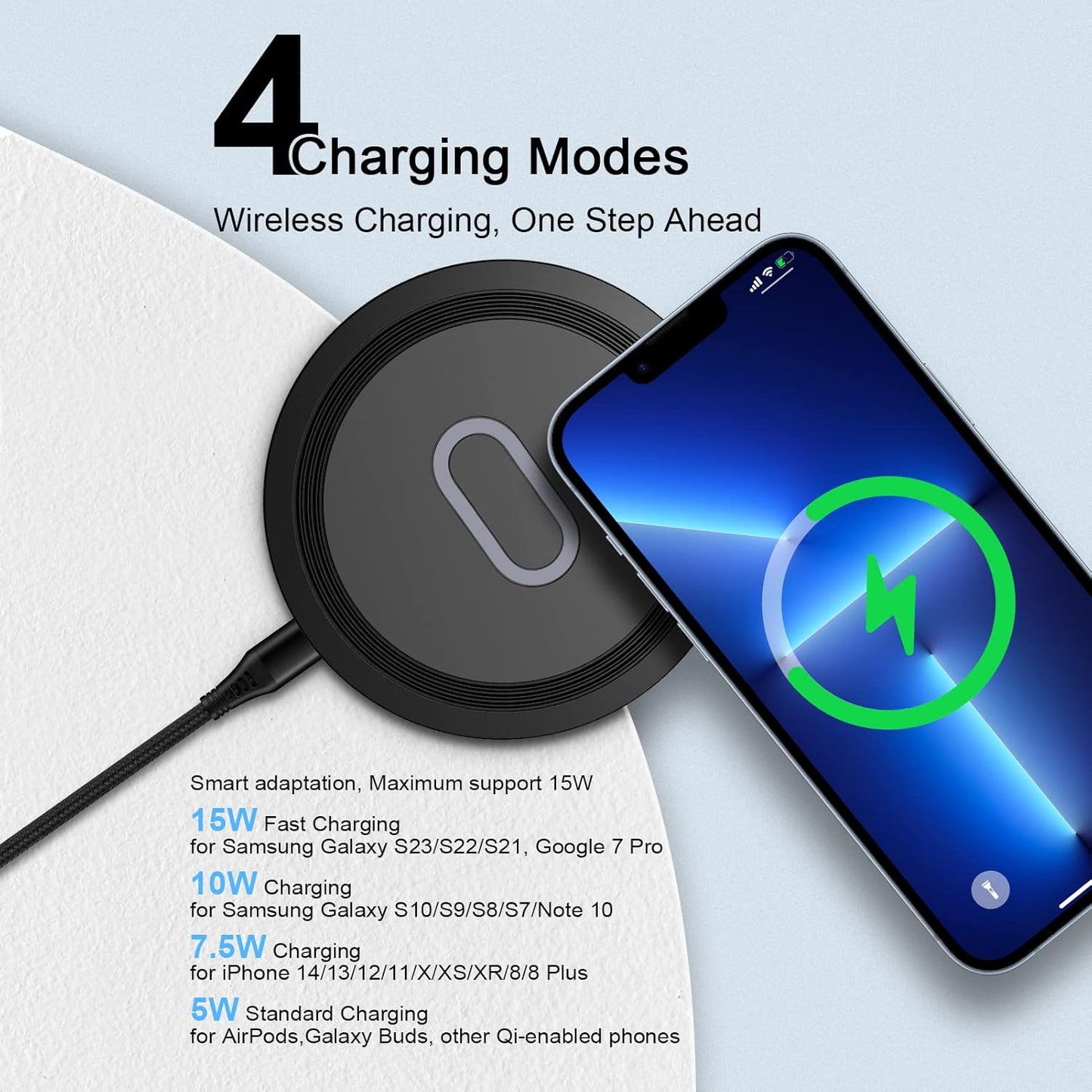 Wireless Charger Samsung Fast Charging Pad for Samsung Galaxy S26/S25 Ultra/S24 FE/S23 Ultra/S22/S21/Z Flip 6 5,15W Wireless Charging Station Charger Mat and QC Adapter for Google Pixel 10 9 8a 7a