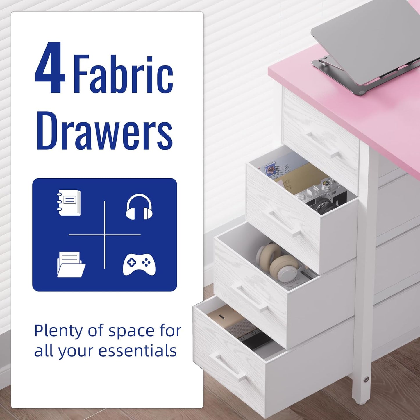 Pamray 32 Inch Computer Desk with 4 Drawers Small Office Desk for Home Bedroom Study Writing Simple Modern Computer Table White