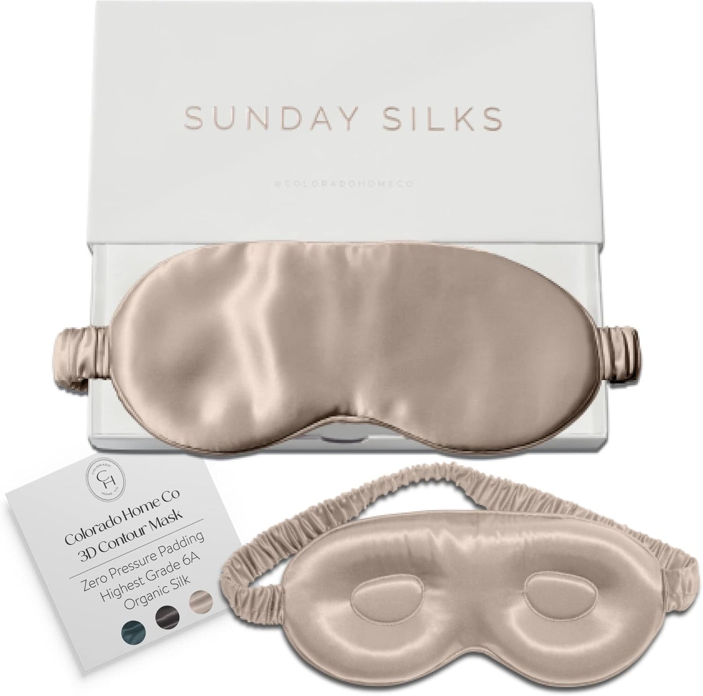 SUNDAYSILKS™ Exclusive Mulberry Silk Sleep Mask | Soft Eye Covers, Blackout Sleeping Mask for Women & Men | Silk Eye Mask for Sleep, Travel, and Relaxation | Antifaz para Dormir [Nude Champagne]